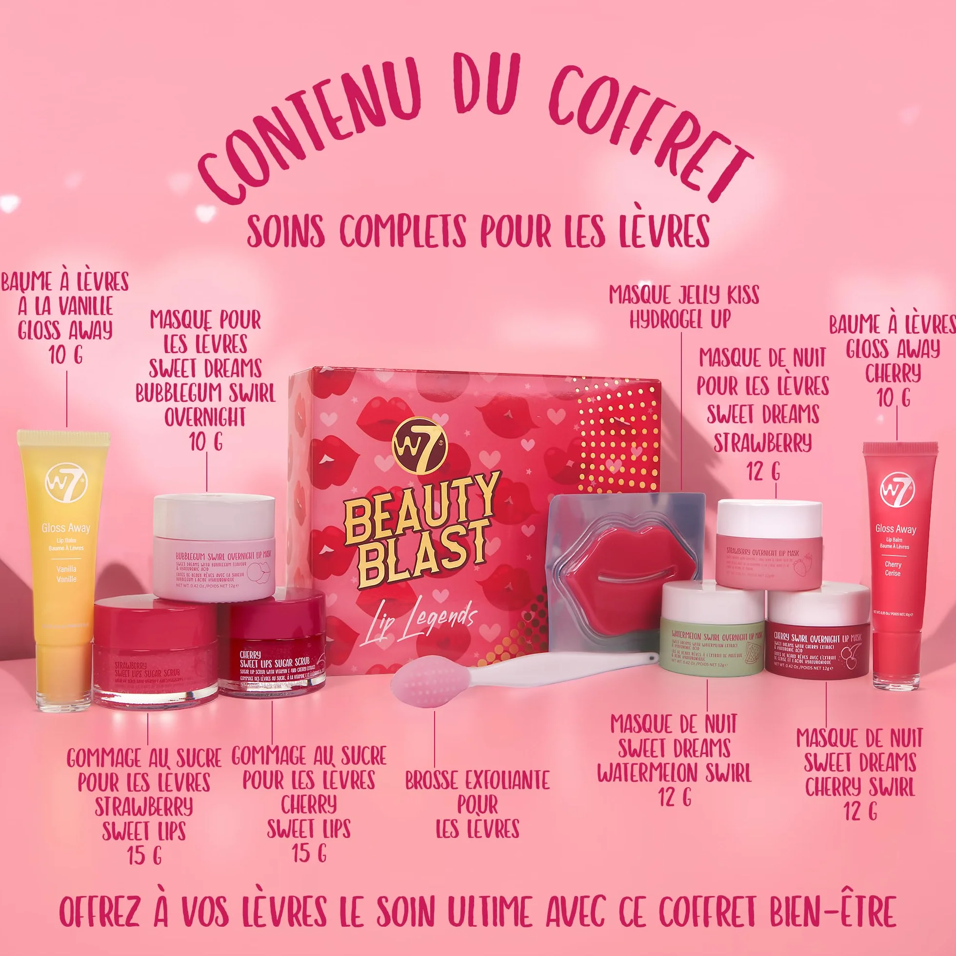 W7 Beauty Blast Lip Legends Sweet Dreams Coffret Cadeau – Masques, Gommages, Baumes et Accessoires Lèvres