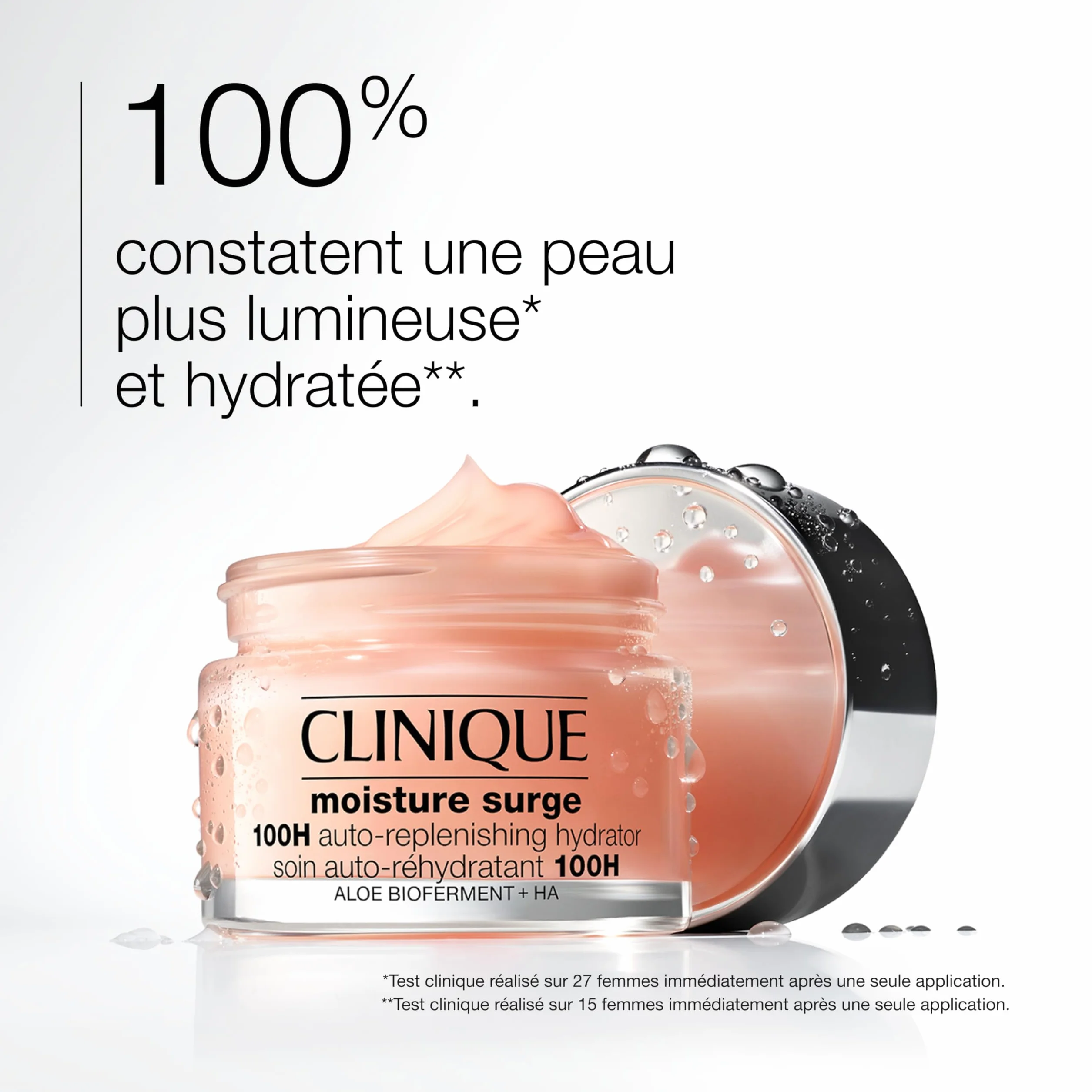Clinique Moisture Surge Soin Auto-Réhydratant 100H à l'Acide Hyaluronique + Bio-Ferment d'Aloe Vera Tous types de peaux | Crème hydratante