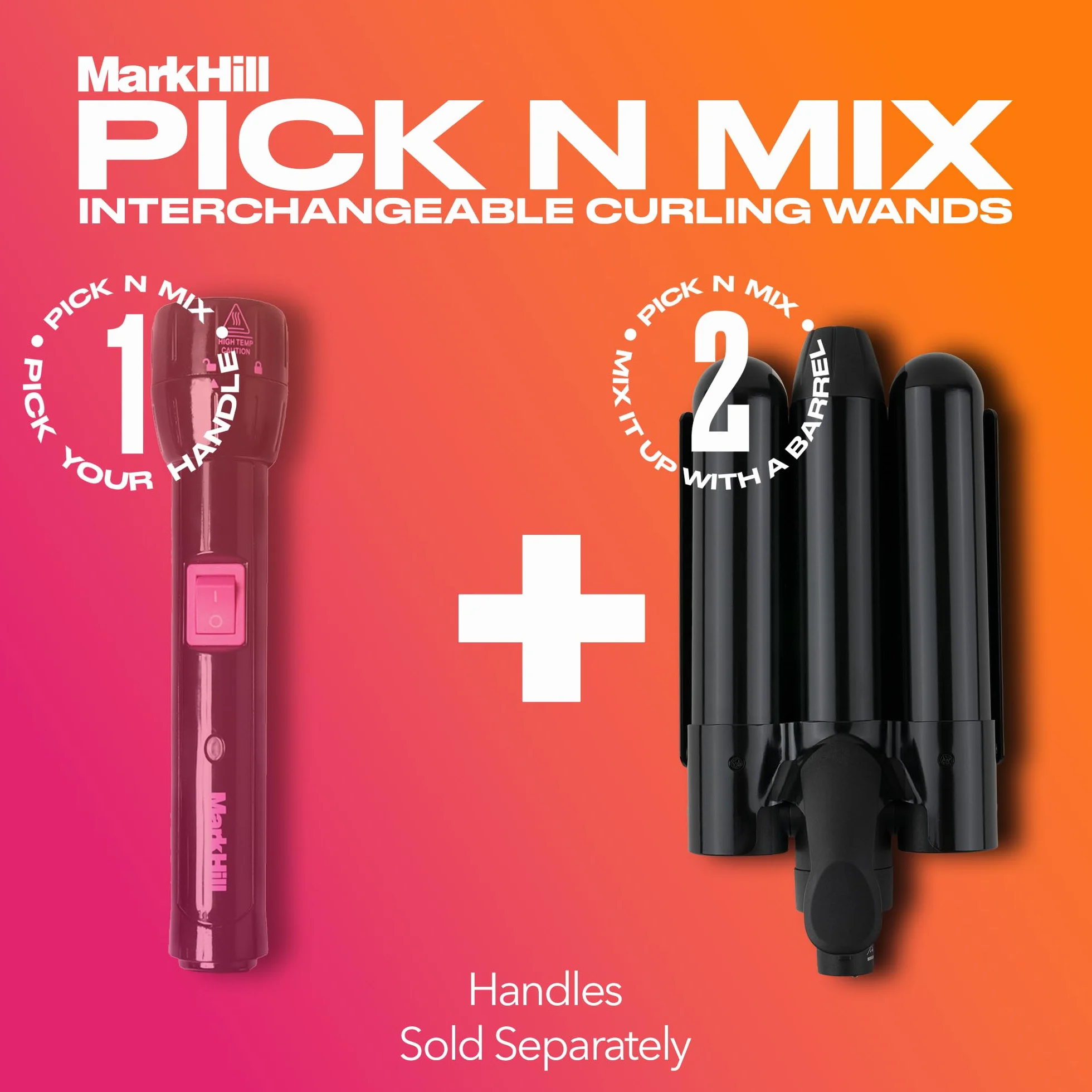 Mark Hill Pick 'N' Mix Baguette à boucler interchangeable pour cheveux - 32 mm - Noir (poignée non incluse)