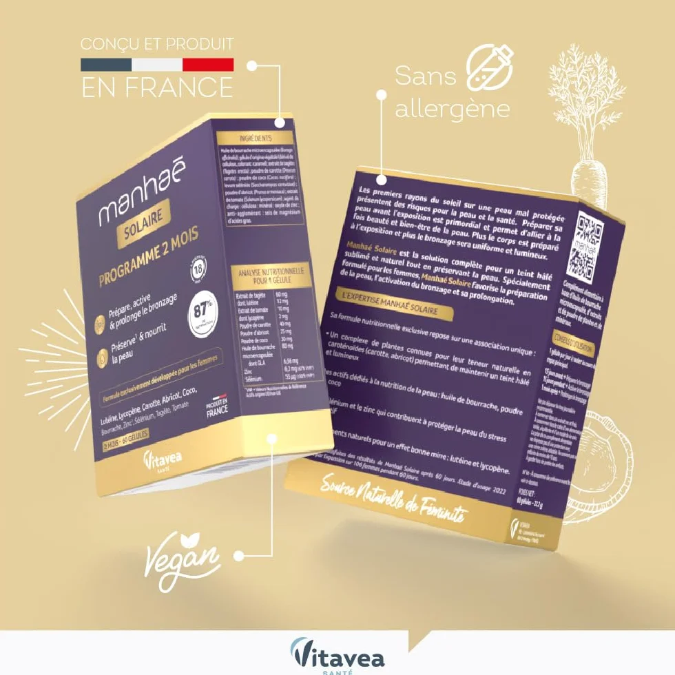 Vitavea Manhaé Solaire Complément alimentaire préparateur solaire 60 gélules Fabriqué en France