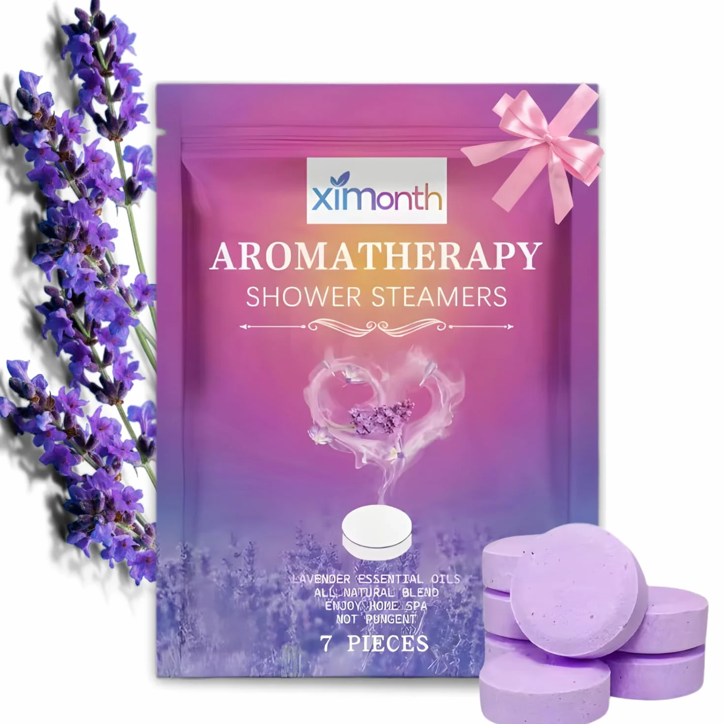 Lot de 7 galet de douche Aromathérapie Apaisante pour Spa à Domicile - cadeau bien-être original pour la fêtes des pères, papa, maman, grand-mère, meilleur ami, fille, Lavande relaxante
