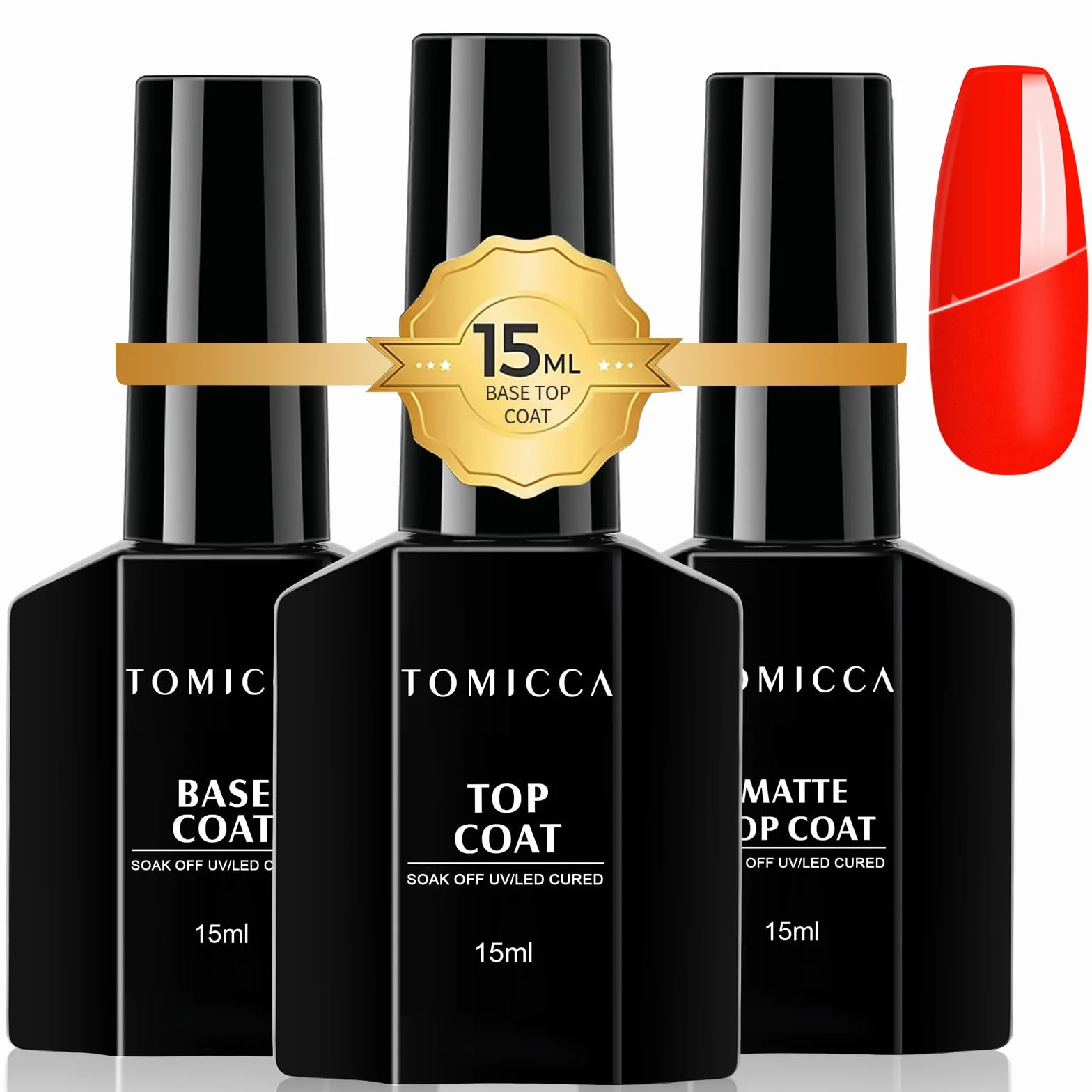 TOMICCA 15ml Matte Top Coat Base Coat Vernis Semi Permanent Set UV LED Nail Art Manicure