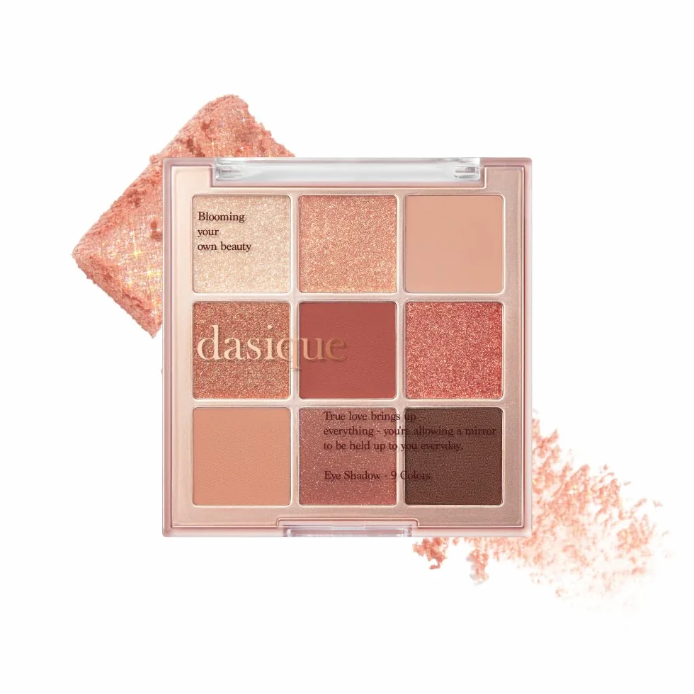dasique Palette d'ombres #02 Rose Petal I Sans cruauté envers les animaux I 9 nuances mélangeables dans des finitions mates et chatoyantes avec de magnifiques perles