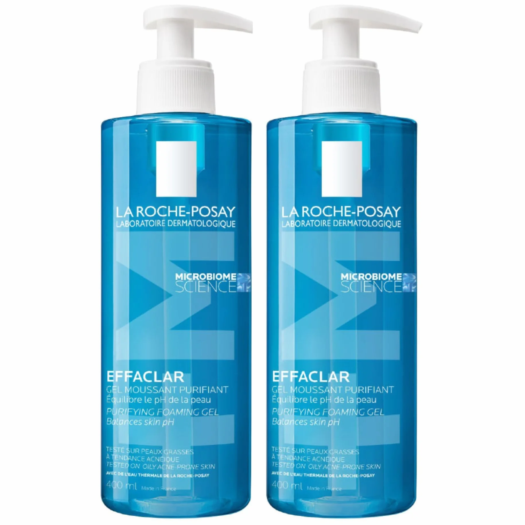 La Roche-Posay Effaclar gel moussant purifiant nettoyant peaux grasses lot de 2 x 400ml