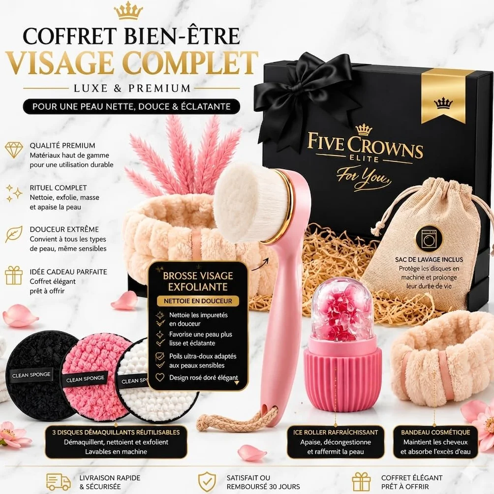 Coffret Beauté et Bien-Être Ado Fille 12-18 Ans, Kit Skincare avec Ice Roller, Brosse Visage, Disques Démaquillants Réutilisables