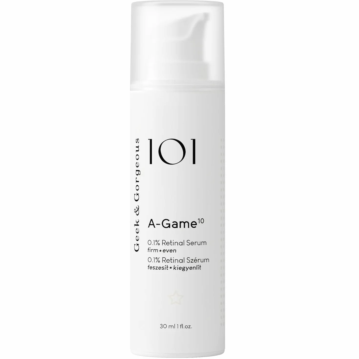 Geek & Gorgeous A-Game 10 Sérum 0,1% Rétinal – Soin Visage Hautement Dosé pour Peau Mature et Fatiguée, Convient à Tous Types de Peaux, 30 ml
