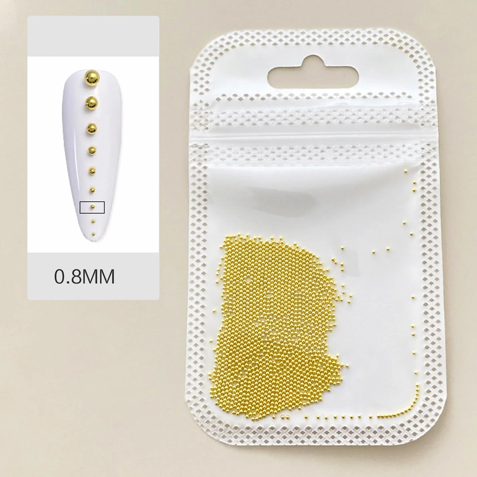 Perles de caviar métal 3D pour ongles Argenté doré 0,4 mm à 3 mm