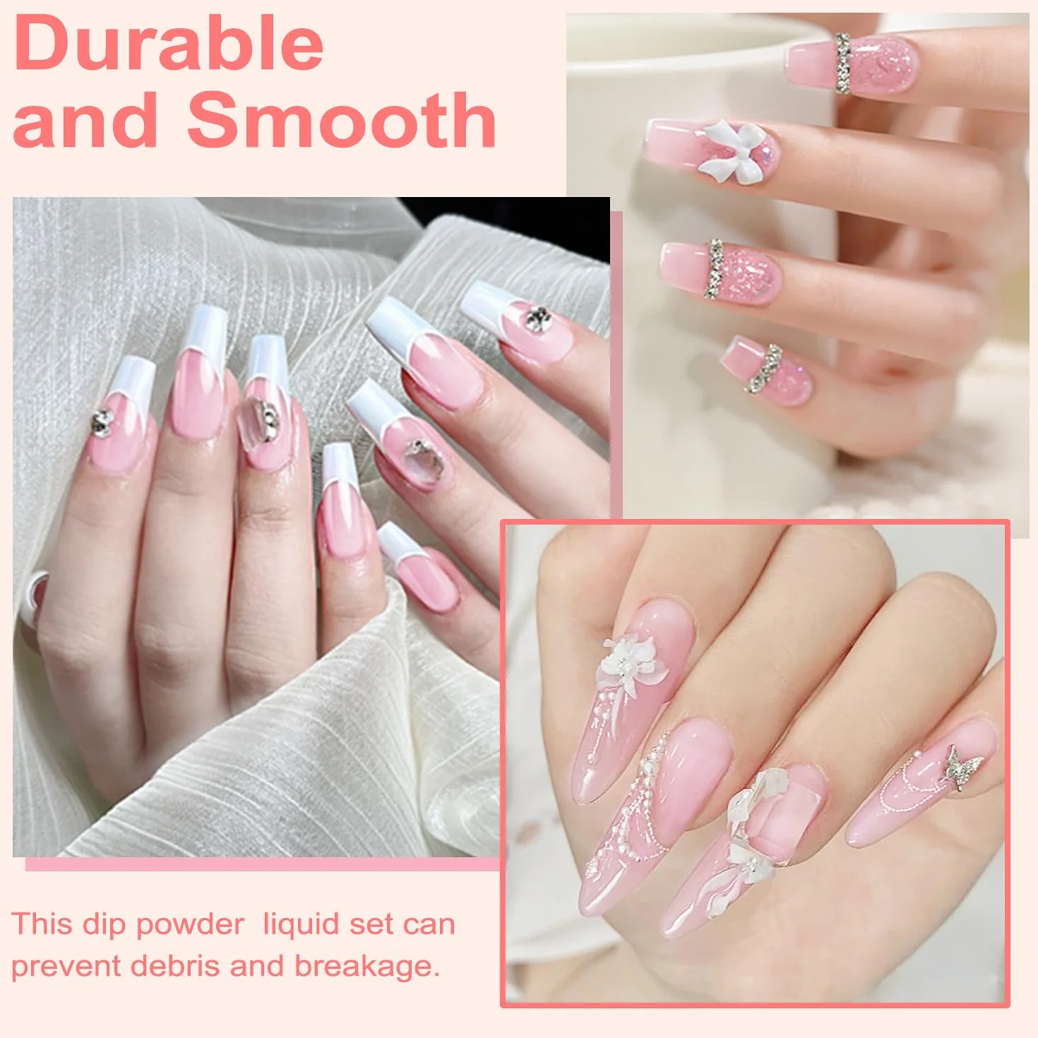 Lavender Violets Dip Powder Nail Kit with Primer, Activator, Base & Top Coat, Brush, Portable Set J781