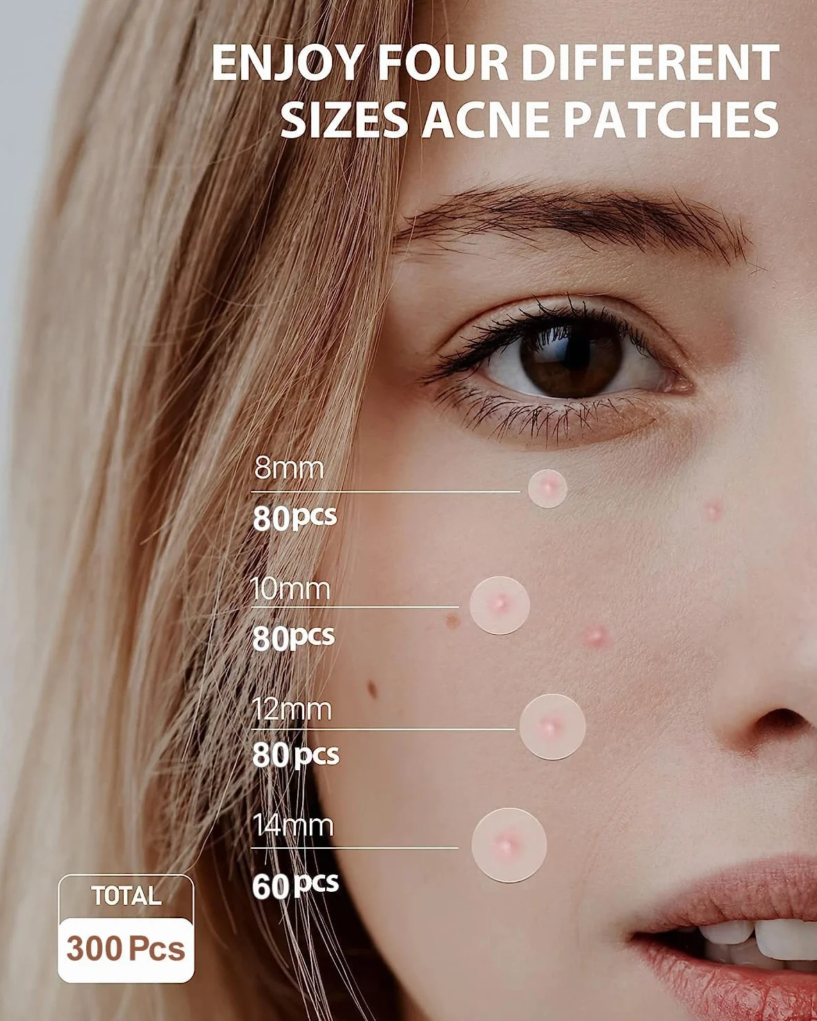 300PCS Acne Pimple Patch Hydrocolloïde Imperméable Invisible 2-En-1 Soins Peau