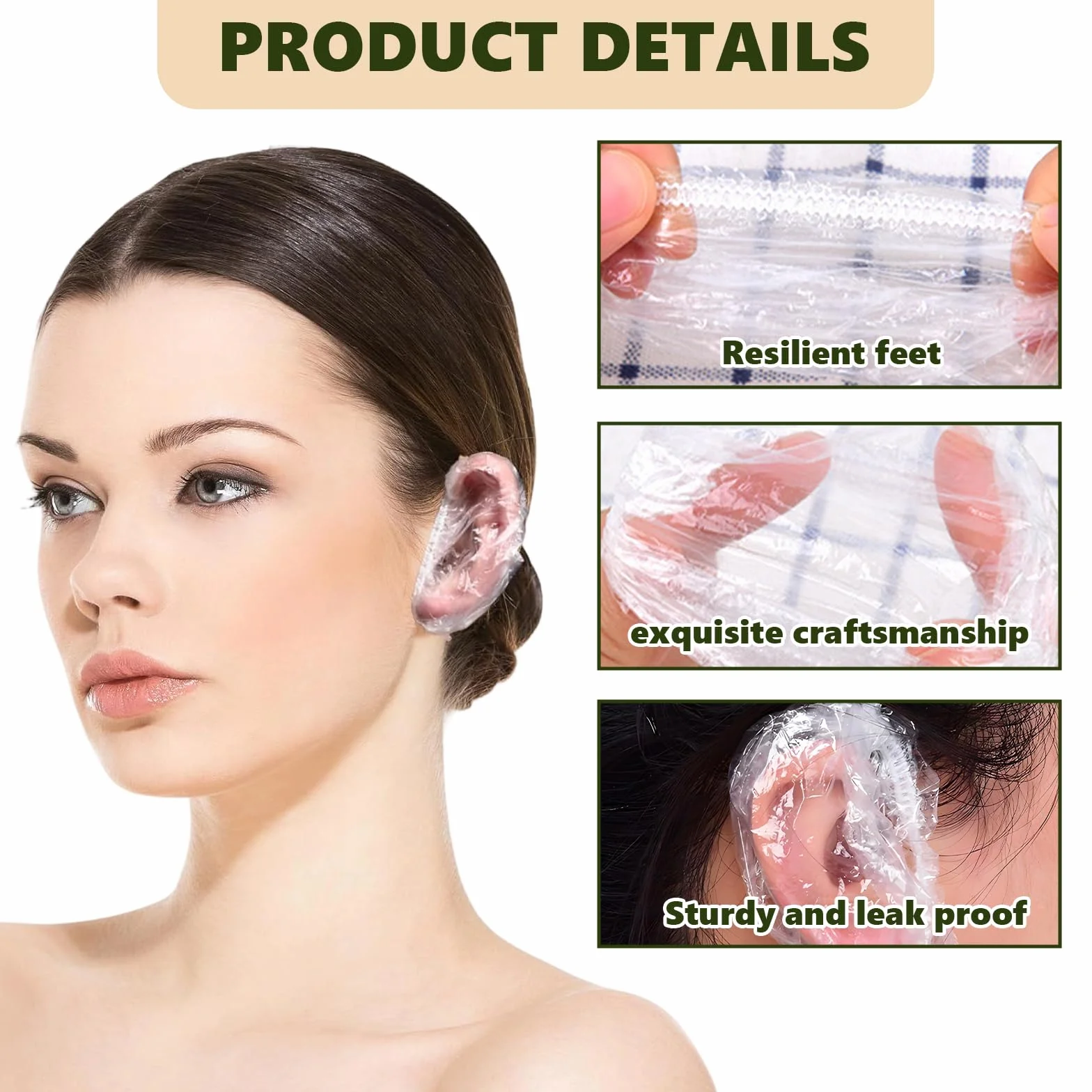 Protecteurs d'oreille Jetables Imperméables 100 Pièces pour Douche Bain Spa