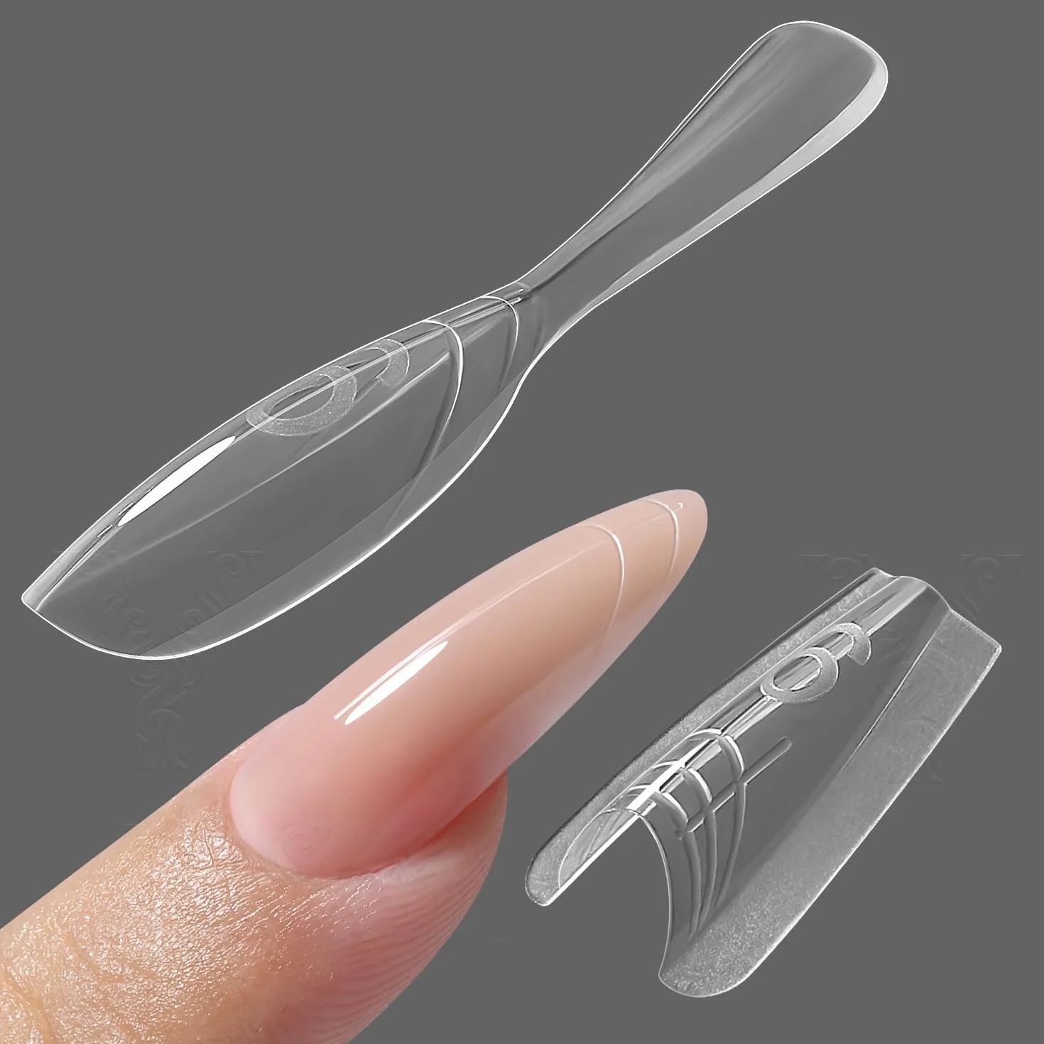 sandwich originaux formes doubles,240ps moule d'ongles pour l'extension rapide des ongles, 15 tailles forme en plastique, outils d'art des ongles de salon(W558-Almond)