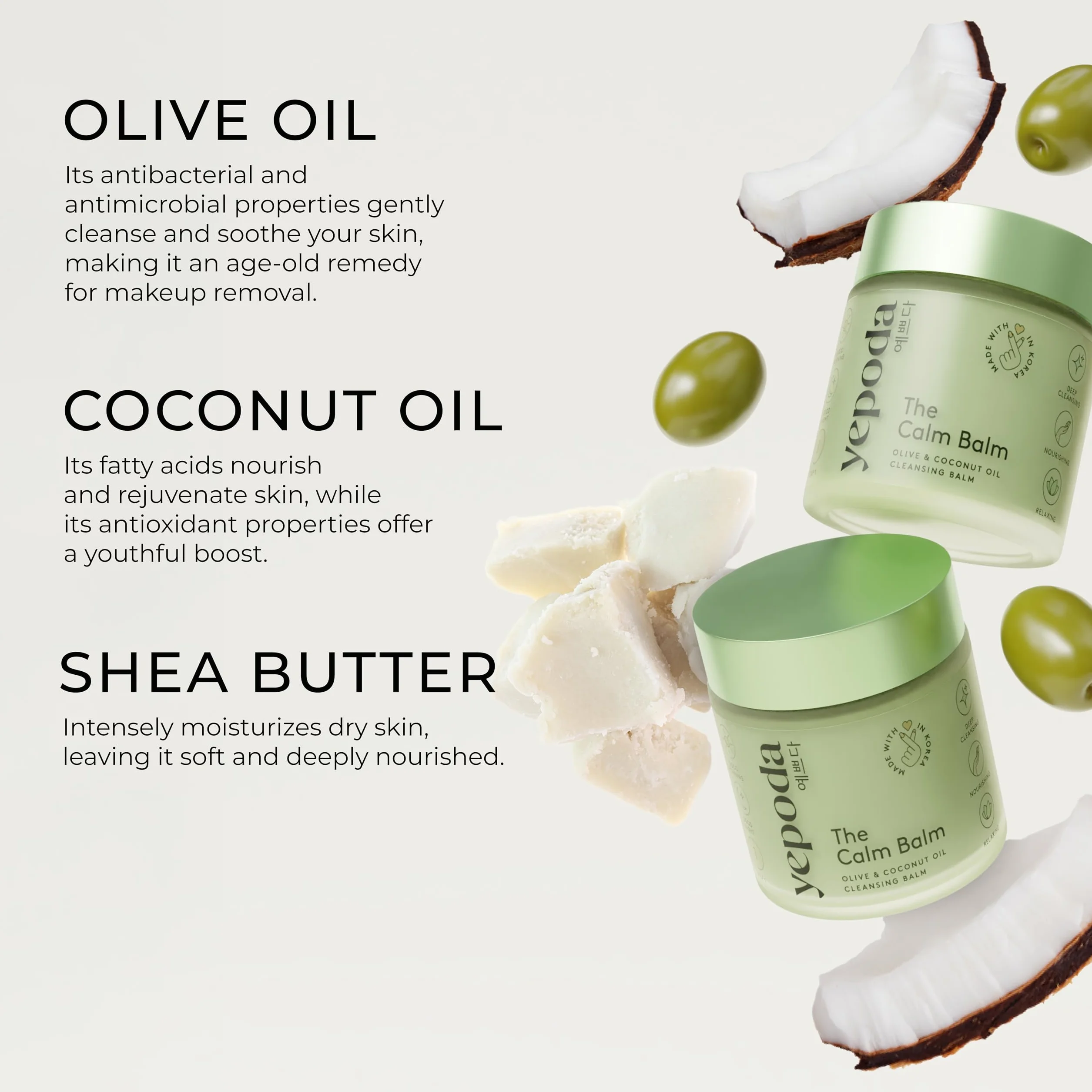 Yepoda The Calm Balm, Démaquillant Doux & Baume Nettoyant, 80 g