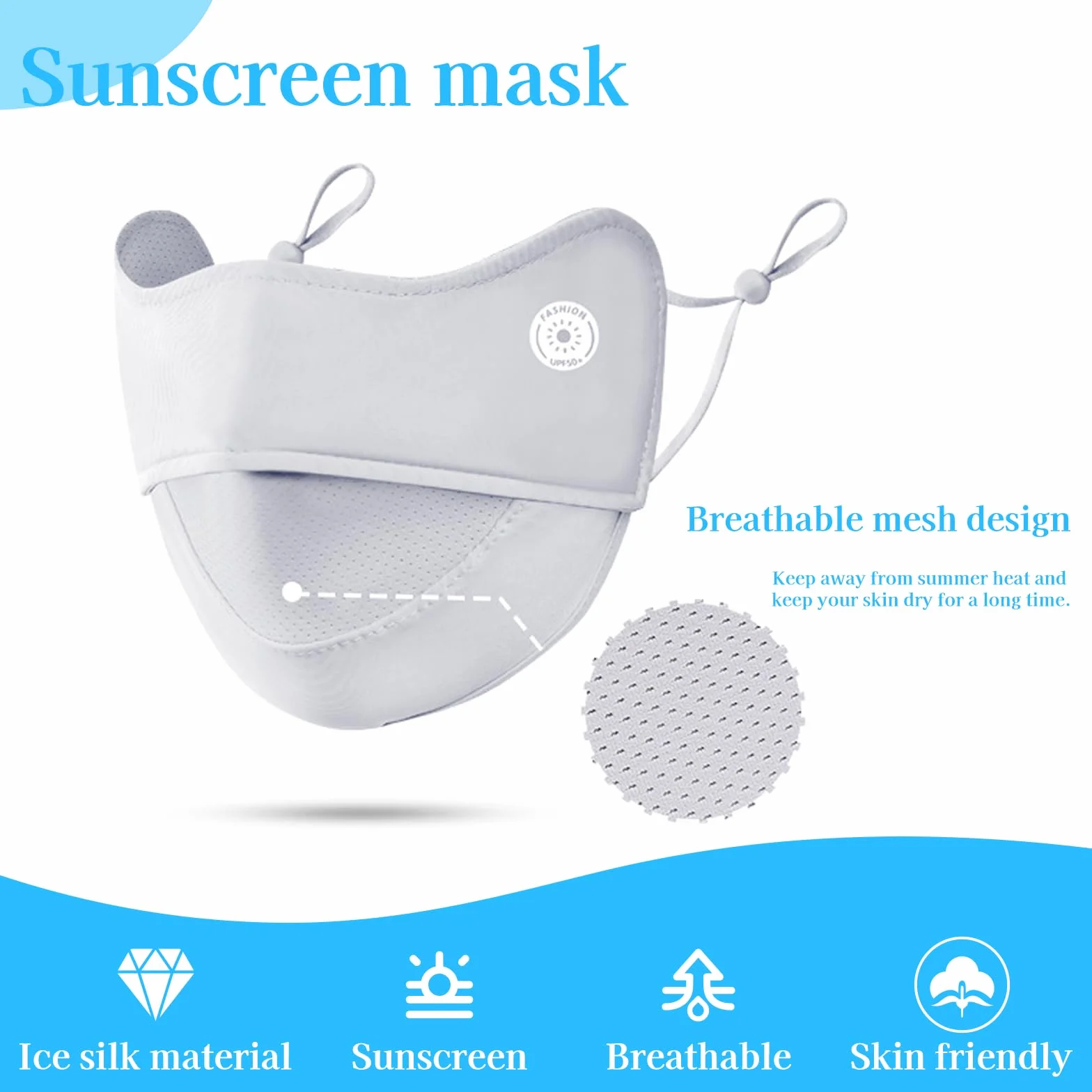Masques de Protection Solaire Réutilisables Anti Pollution avec Boucles d'Oreilles Réglables pour Vélo