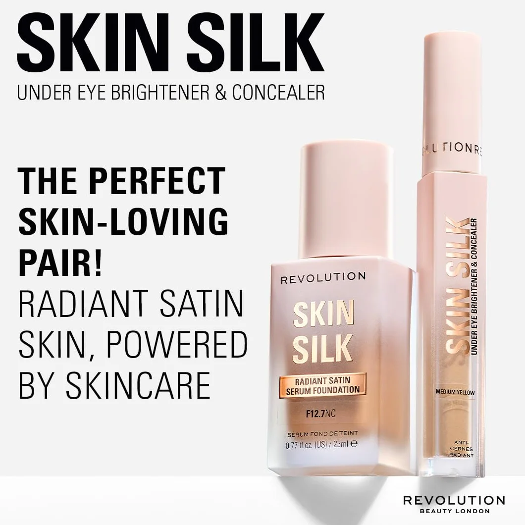 Revolution Skin Silk Radiant Serum Illuminateur contour des yeux Hydrate lisse acide hyaluronique squalane Vegan Cruelty-Free Fair Cool 4 ml