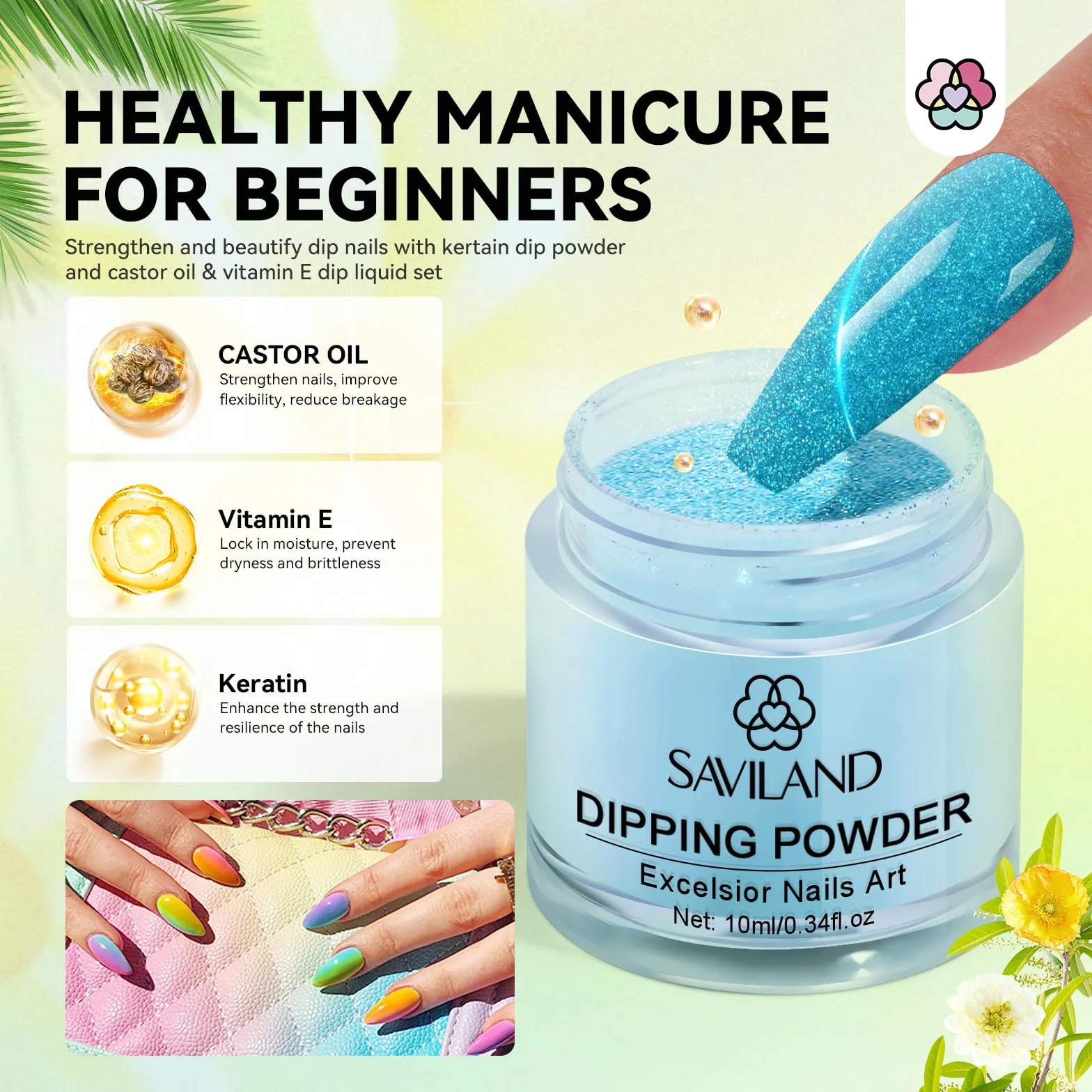 Saviland 29PCS Dipping Powder Kit Complete, 20 Couleur Trempage Manucure avec Activateur, Base & Top Coat