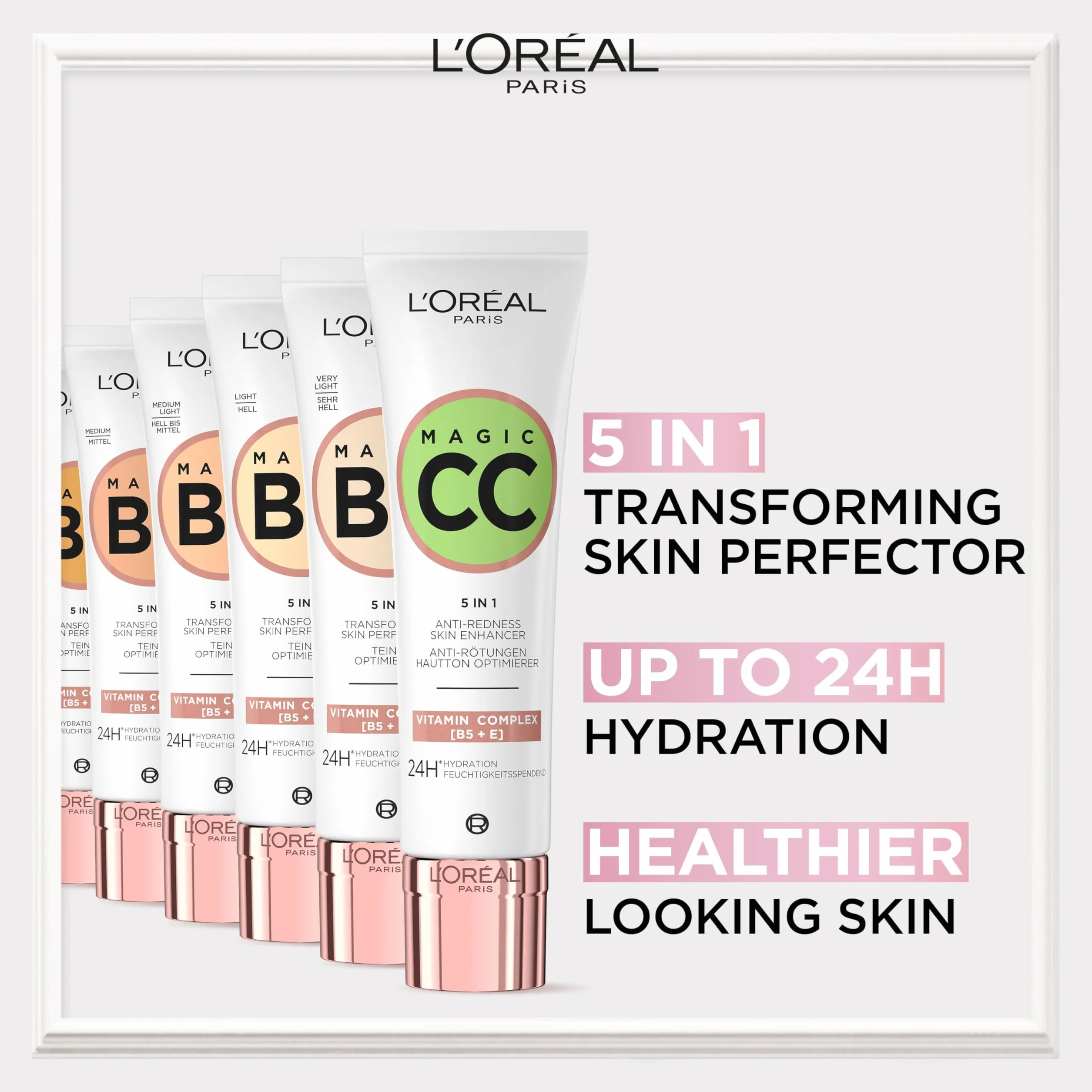 L'Oréal Paris Magic CC Crème SPF 11 Anti-Rougeurs Correcteur de Couleur Vitamines B5 E
