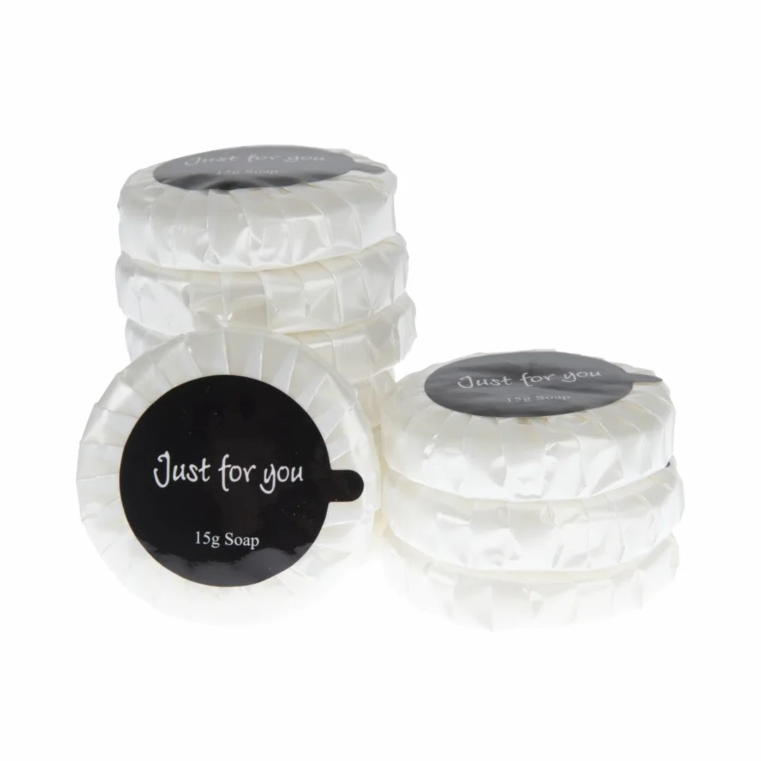 Just for You Savon emballage plissé 20 ml (lot de 100), poids : 15 grammes par savon, dimensions : 45 (diamètre) x 10 mm, parfum agréable, savons emballés individuellement, GF951
