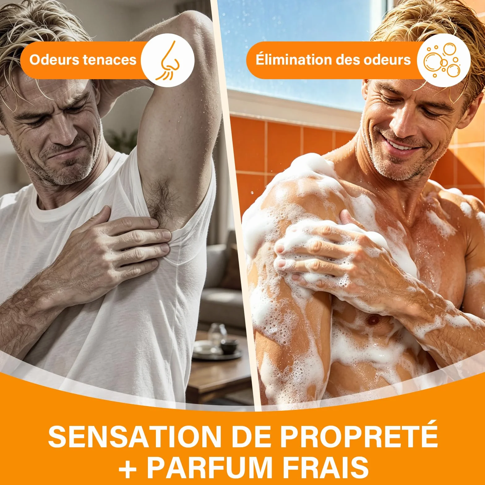 Savon au Kaki Déodorant Naturel Contre les Odeurs Corporelles, lot de 3