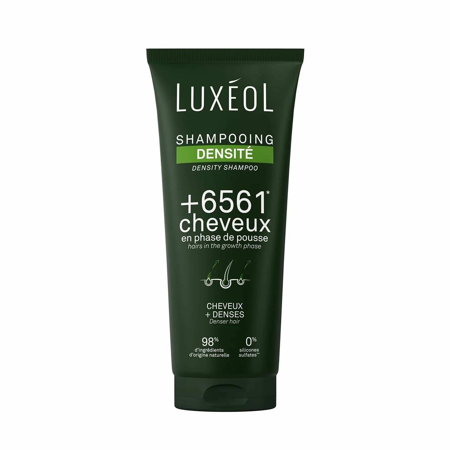 LUXEOL Shampooing Densité Cheveux 200 ml Augmente Densité Capillaire 98% Ingrédients Naturelle Sans Silicones Fabriqué France