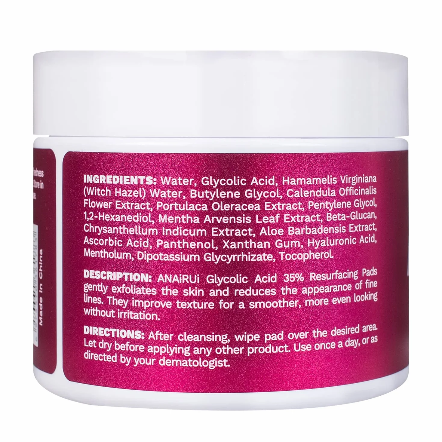 Coussinets Exfoliants AHA à l'Acide Glycolique pour le Visage, 80 Pièces avec Vitamines B5, C & E