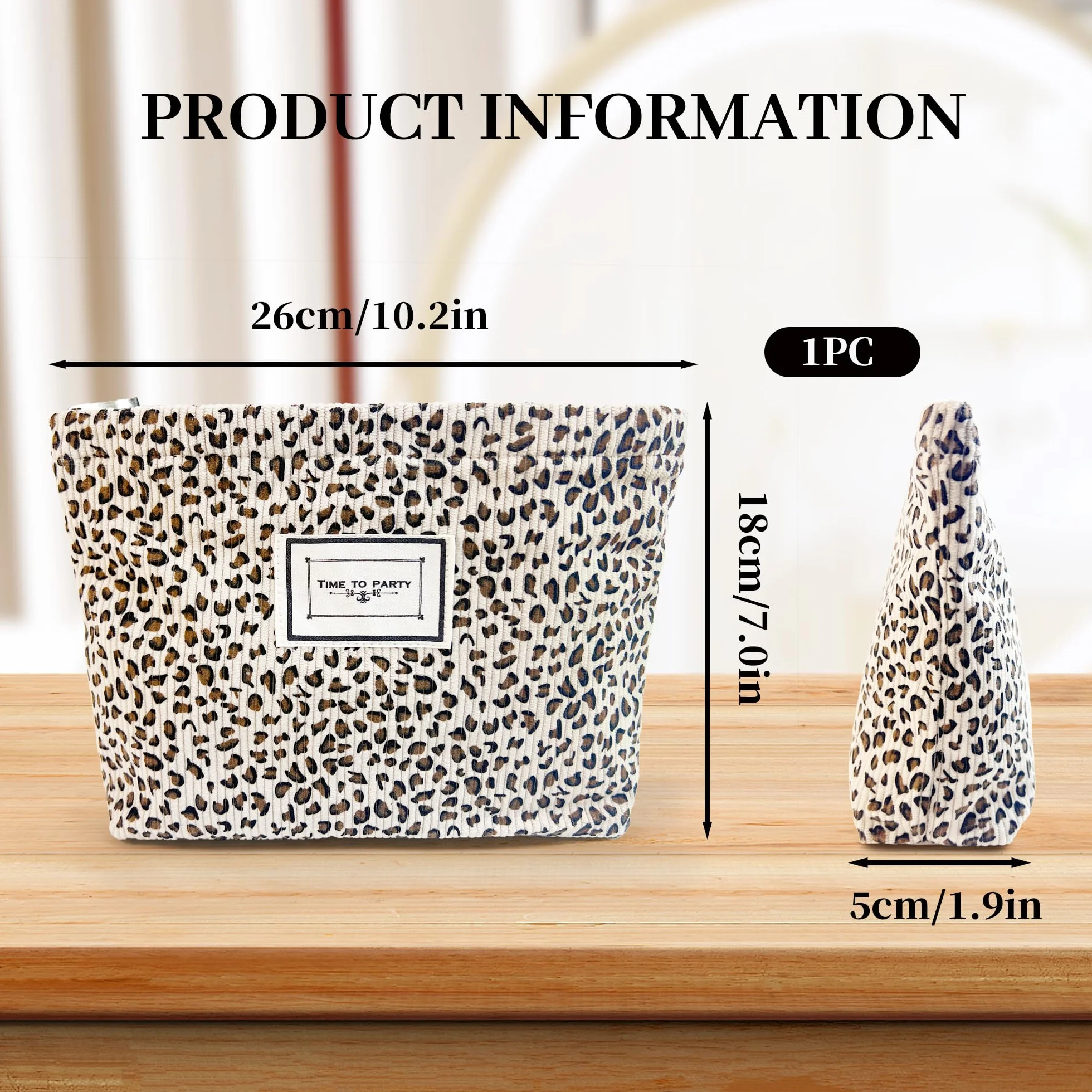 Pochette Leopard Blanche Trousse de Toilette et Maquillage Femme