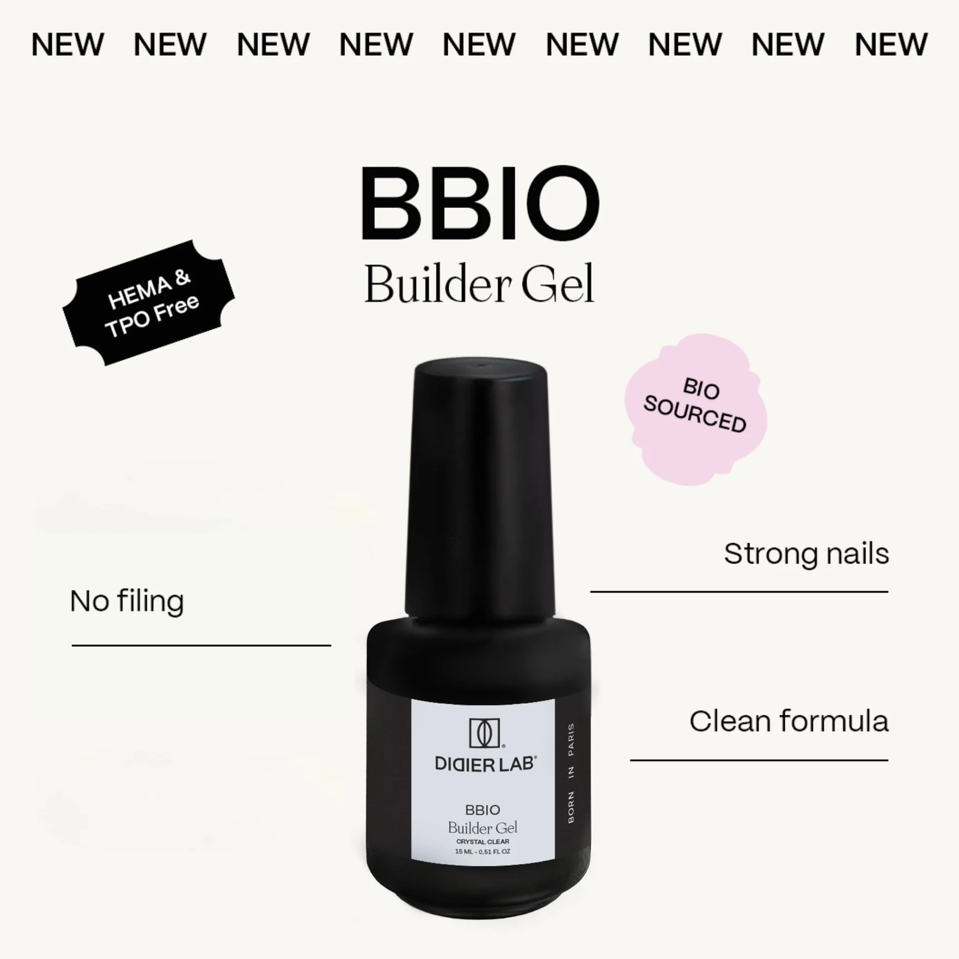 DIDIER LAB – Builder Gel en Flacon BBIO 15ml e tGel Top Coat Super Shiny 10ml Set – Base Constructrice Transparente et Fini Ultra Brillant pour Ongles Solides et Longue Tenue –Formule Durable No Wipe