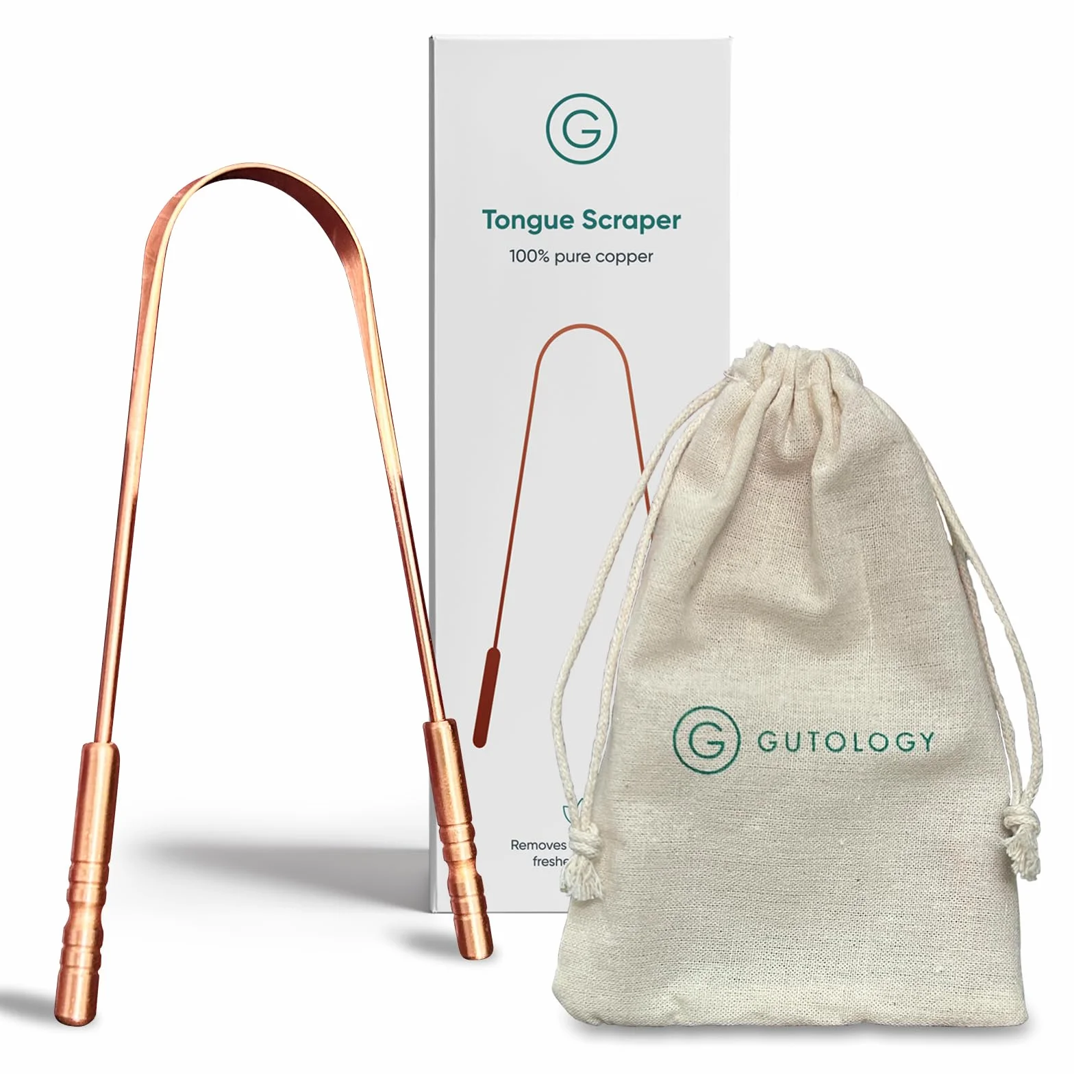 Gutology Grattoir langue cuivre pur - Hygiène bucco-dentaire