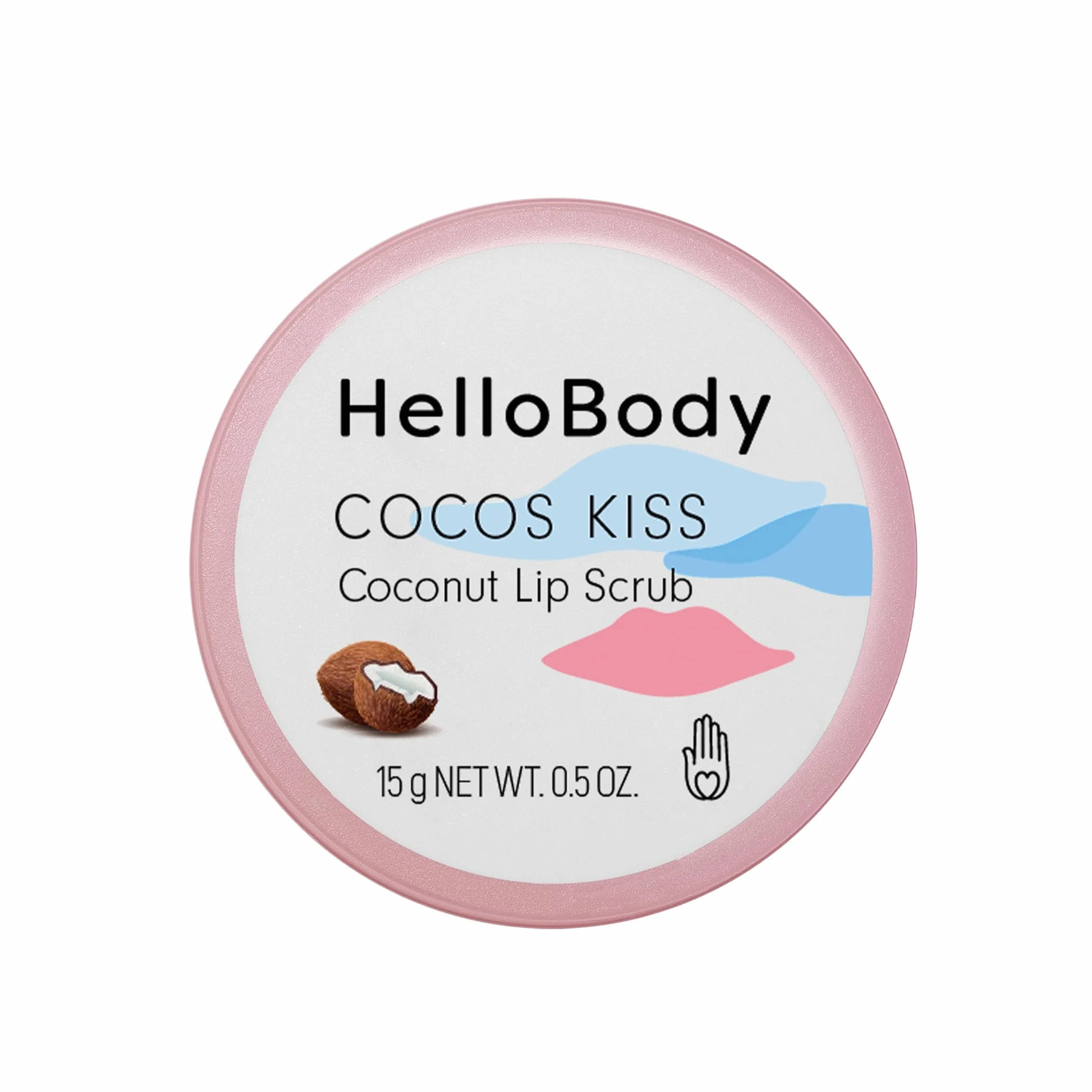 HelloBody Gommage à Lèvres Cocos Kiss 15 ml Exfoliation Soin Lèvres Douces Sucre Beurre Karité Huile Rose Musquée Bio 96,3% Ingrédients Naturels