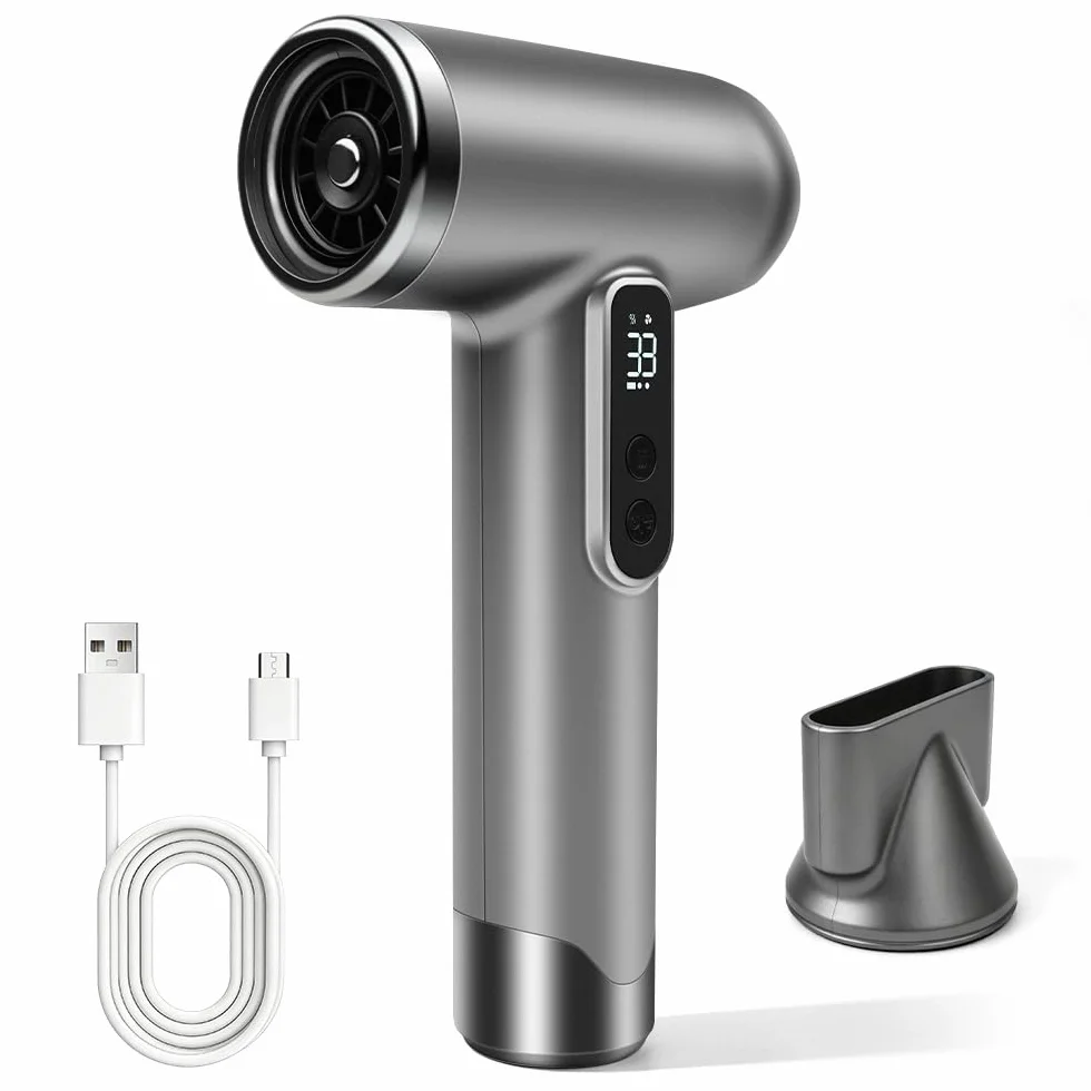 Seche Cheveux Sans Fil Rechargeable, Sèche-Cheveux Sans Fil avec 3 Températures et 3 Vitesses, Rechargeable Sèche Cheveux Sans Fil, Mini Seche Cheveux Sur Batterie pour Camping Voyage