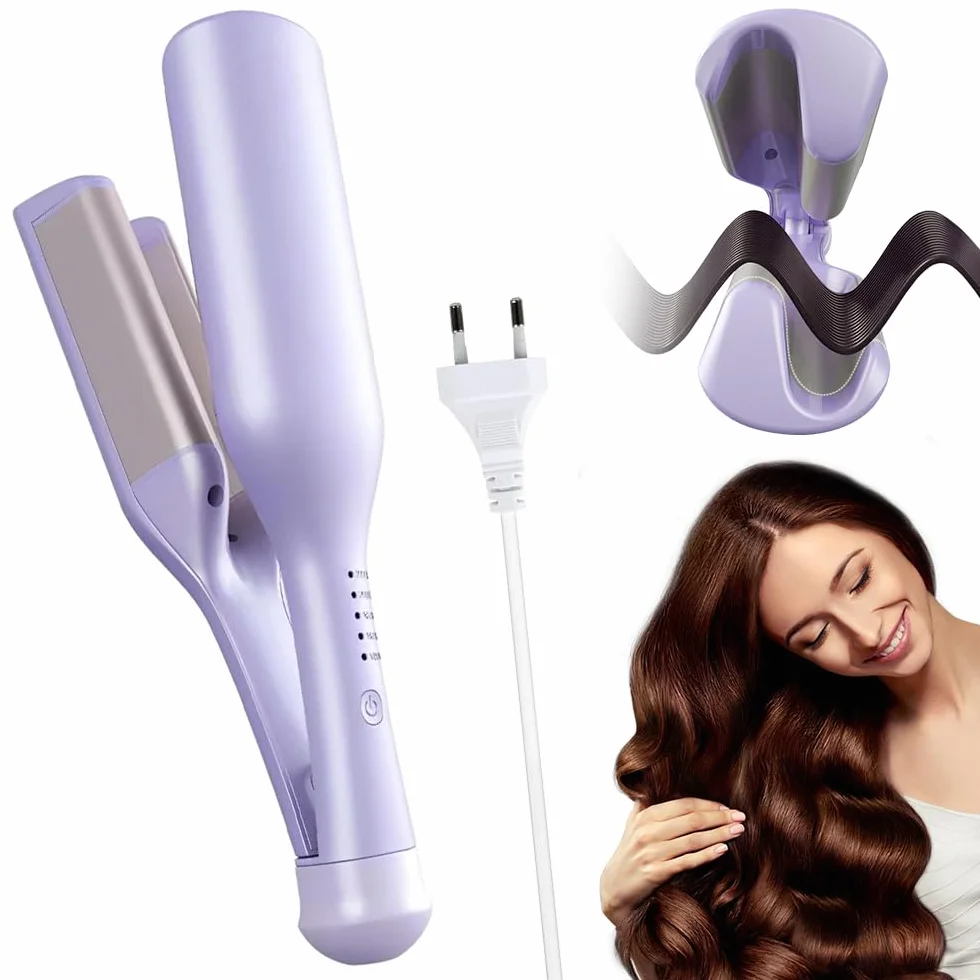 Fer à Onduler, 32mm Fer a Onduler Cheveux, Fers à Onduler Style Ondulé Avec 5 Températures Réglables, En Forme De V Friseur Cheveux, Fers à Onduler Pour Cheveux Longs Et Courts