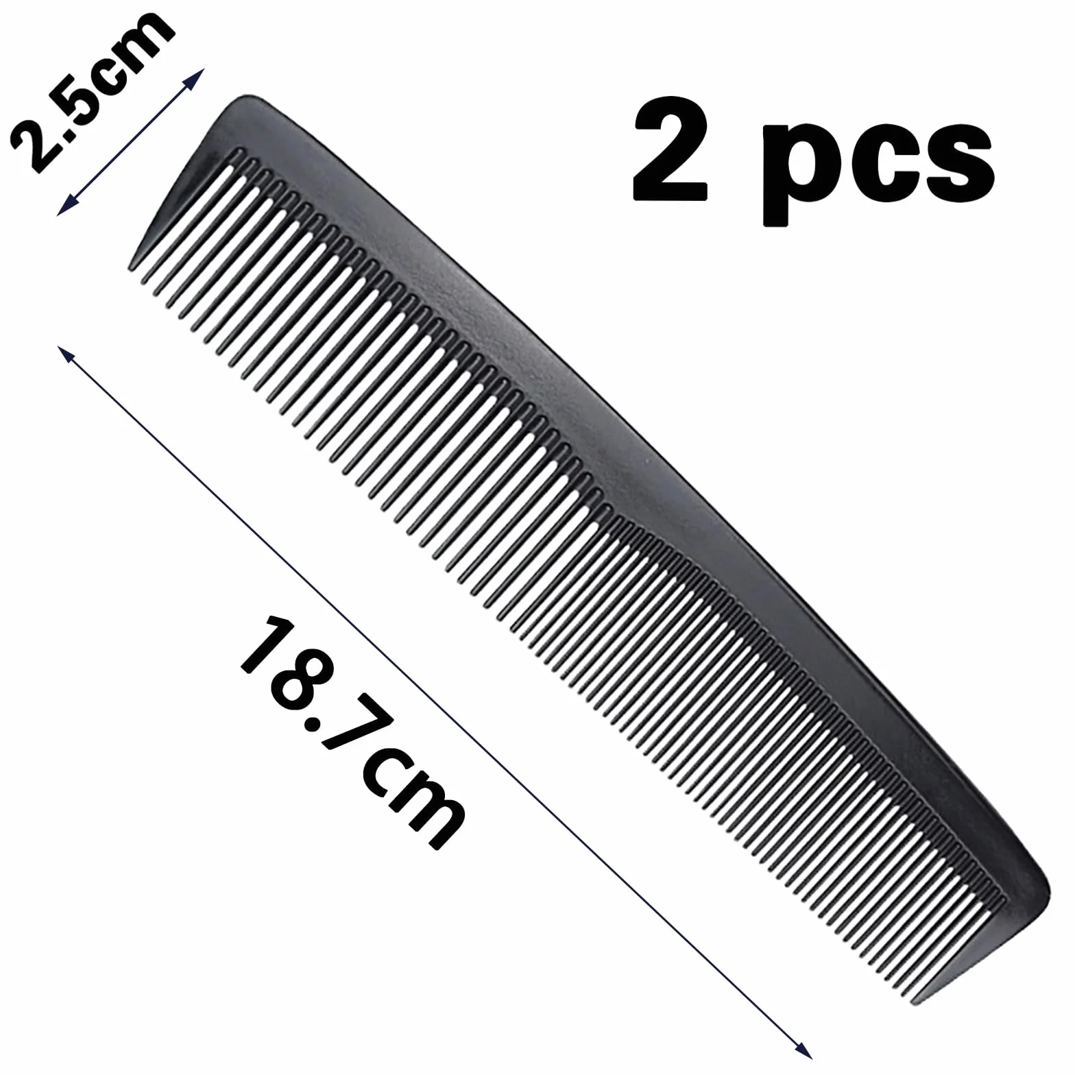Peigne Cheveux Fin Homme Antistatique Carbone 18.7cm Dents Larges Fines Coiffure