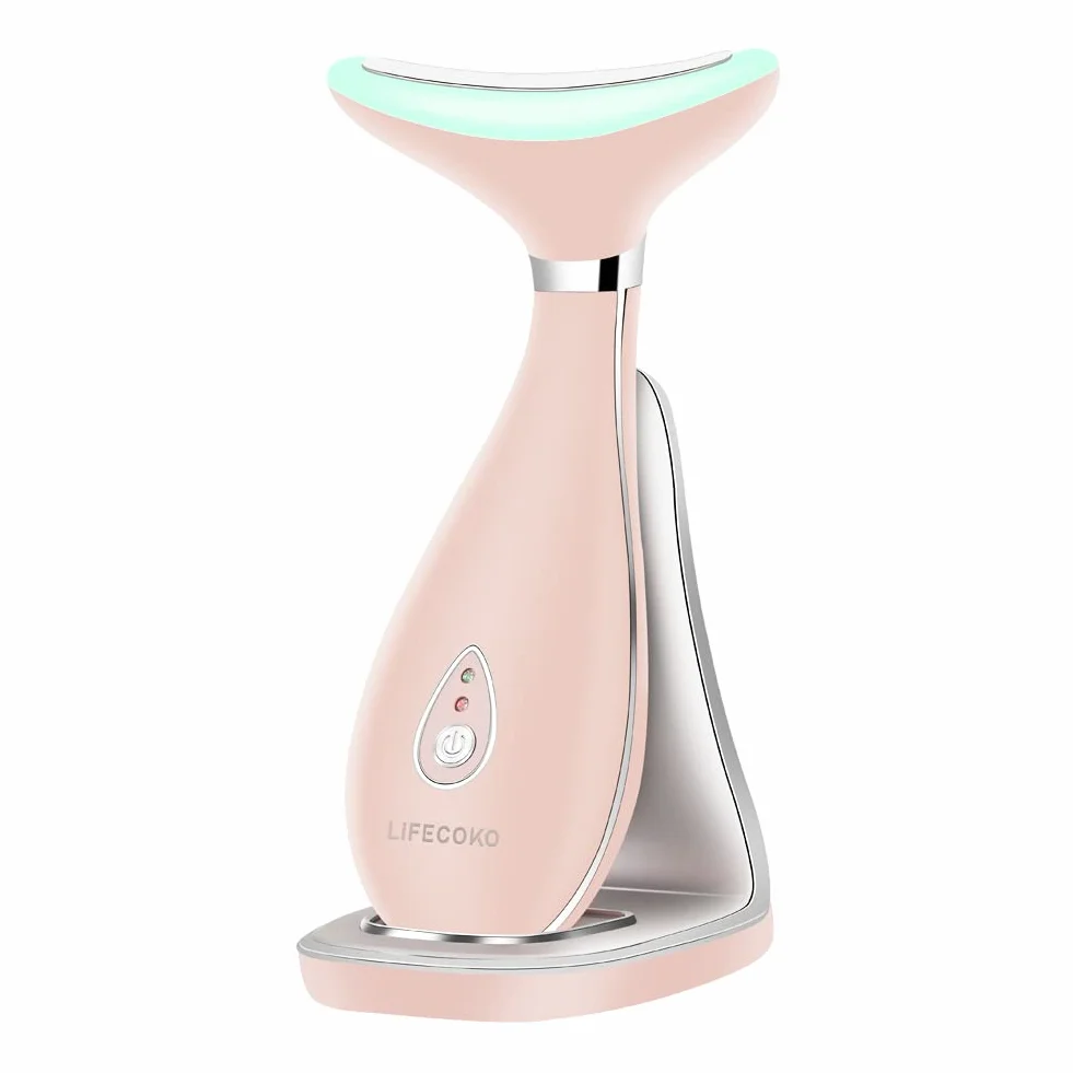 Masseur de visage électrique anti-rides, masseur de beauté raffermissant la peau pour le visage et le cou, masseur de dispositif de tonification du visage, rechargeable par USB portable (Rose)