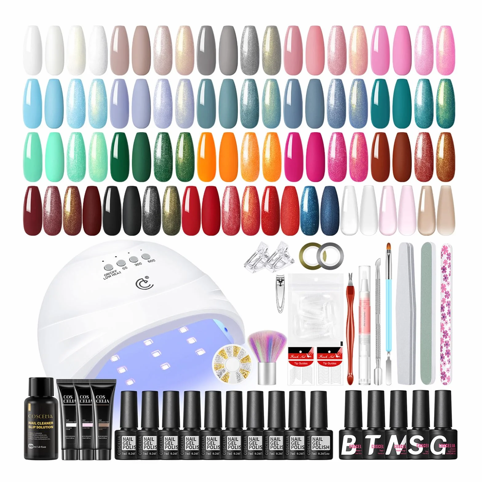 COSCELIA Lampe à UV LED Kit Ongle Gel avec 3 Couleurs Gel d'Extensions d'Ongles Kit + 20 Couleurs Vernis à Ongles semi-permanent + Base Top Coat Nail Art Outil Kit de Manucure pour Débutant