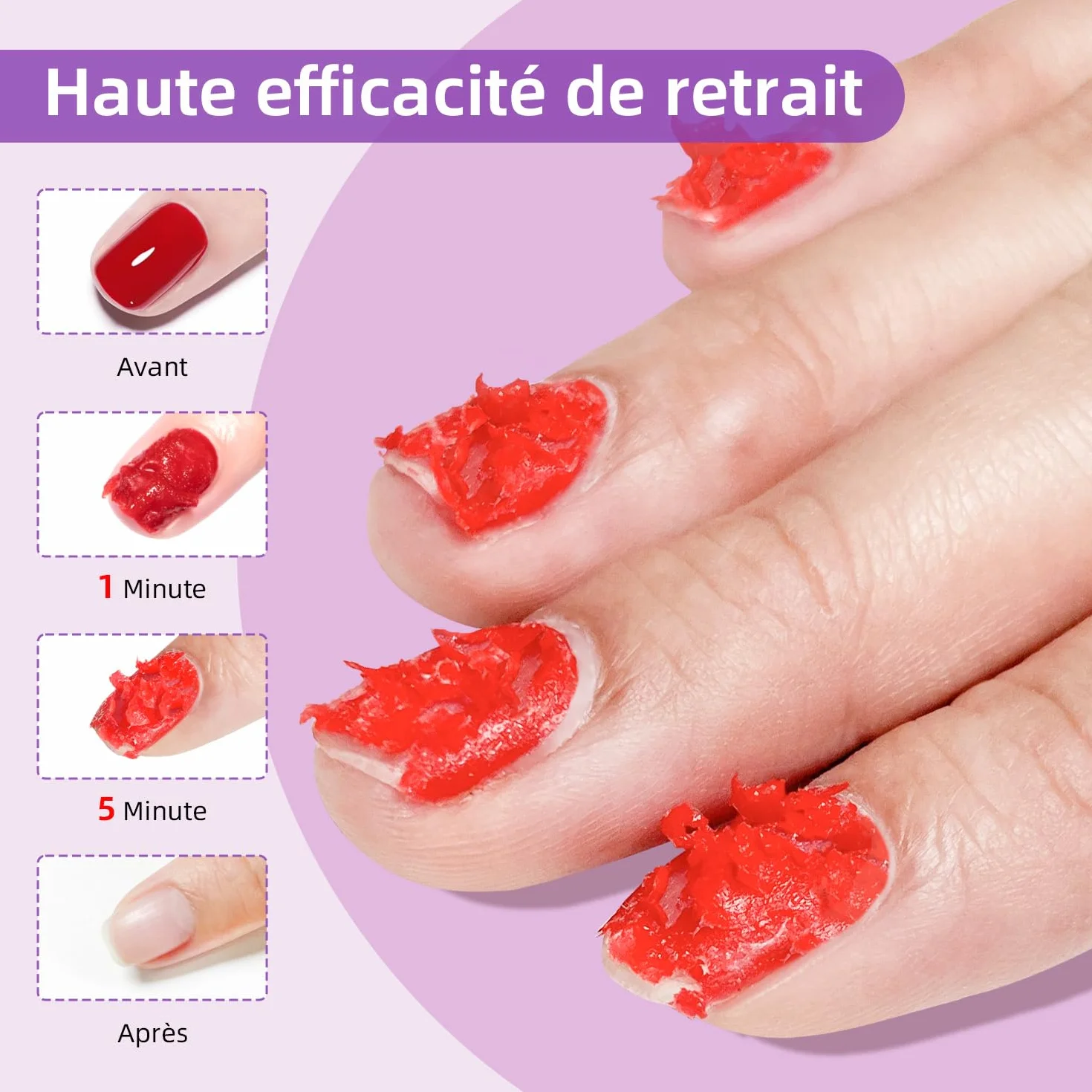 Dissolvant Vernis Semi-Permanent 18 Ml Grande Capacité - Pas Besoin de Tremper - Dissolvant Pour Ongles en Gel - S'élimine en 3-5 Minutes