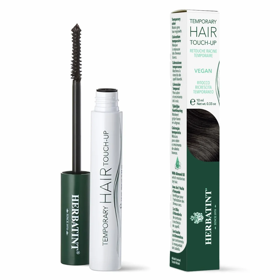 Herbatint Temporary Hair Touch-Up Châtain Foncé Mascara Retouche Racine Couverture Cheveux Gris Testé Dermatologiquement 93% Naturelle