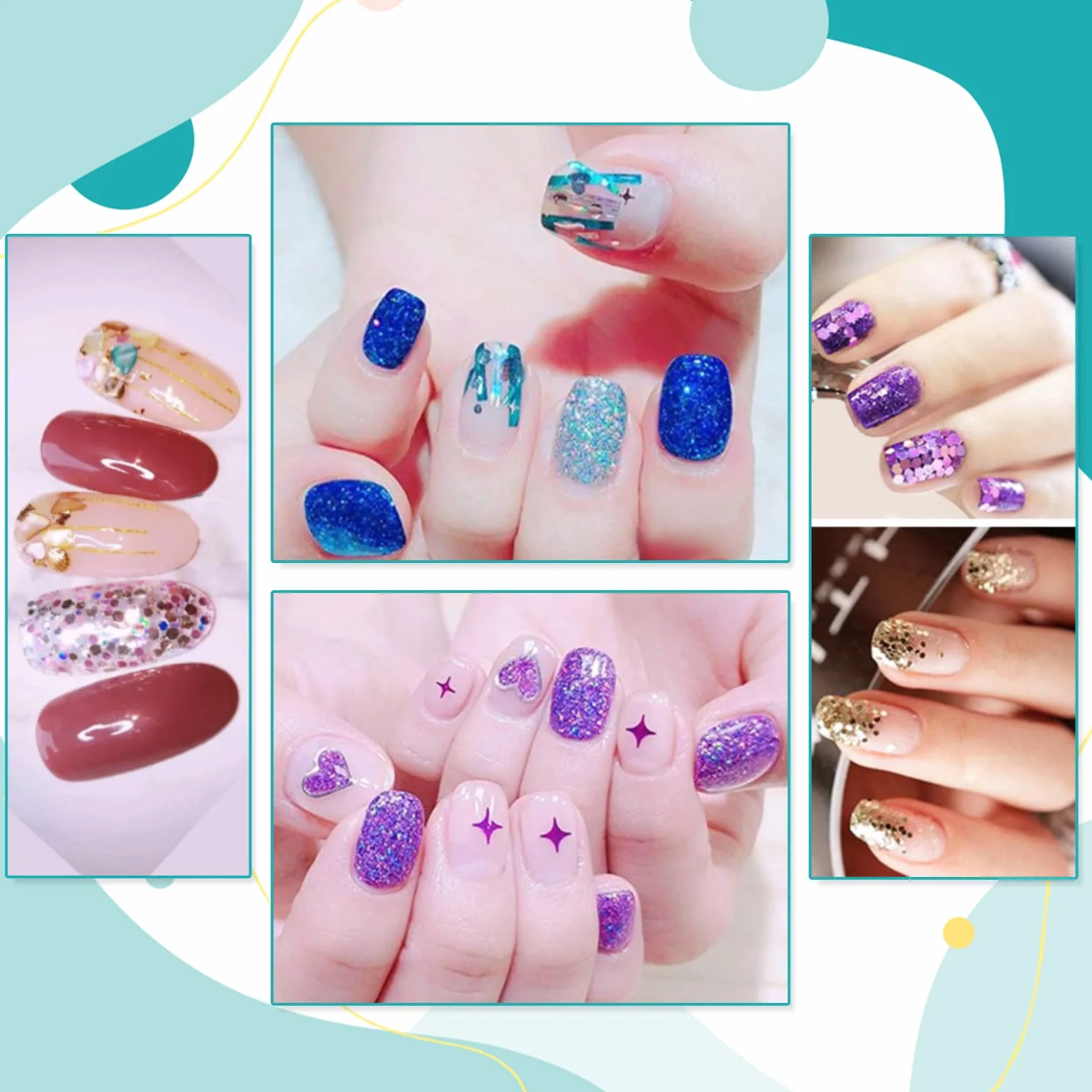 48 Couleurs Paillettes Holographiques Poudre Brillante pour Maquillage Visage Ongles Cheveux Fête DIY