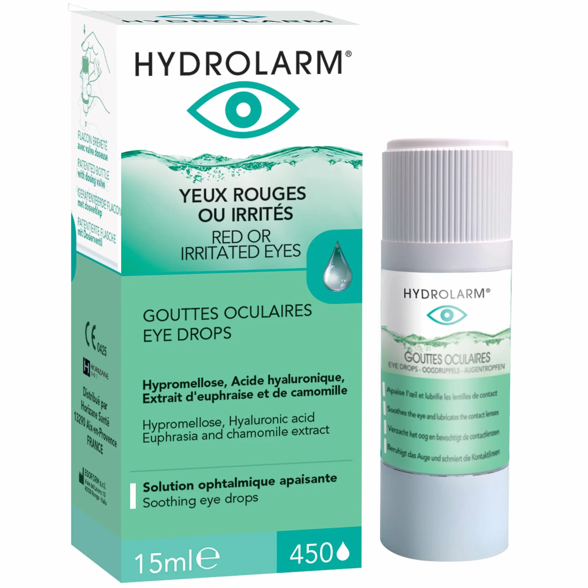 Gouttes Oculaires Apaisantes Hydratantes Acide Hyaluronique Camomille Euphraise Soulagement Démangeaisons Rougeurs Compatible Lentilles