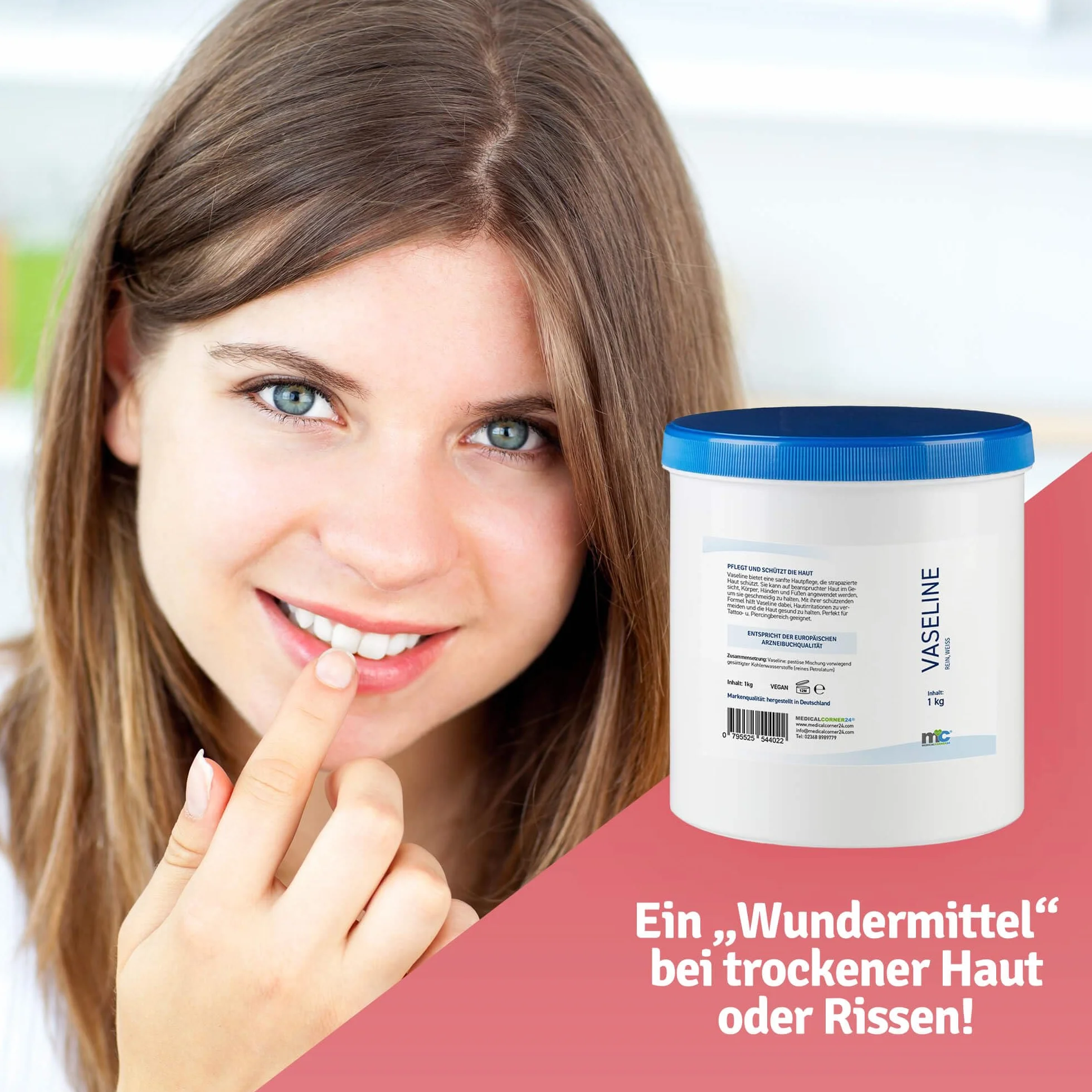 Medicalcorner24 vaseline blanche, gel soins de la peau soins corporels, zone tatouage et piercing, 1 kg