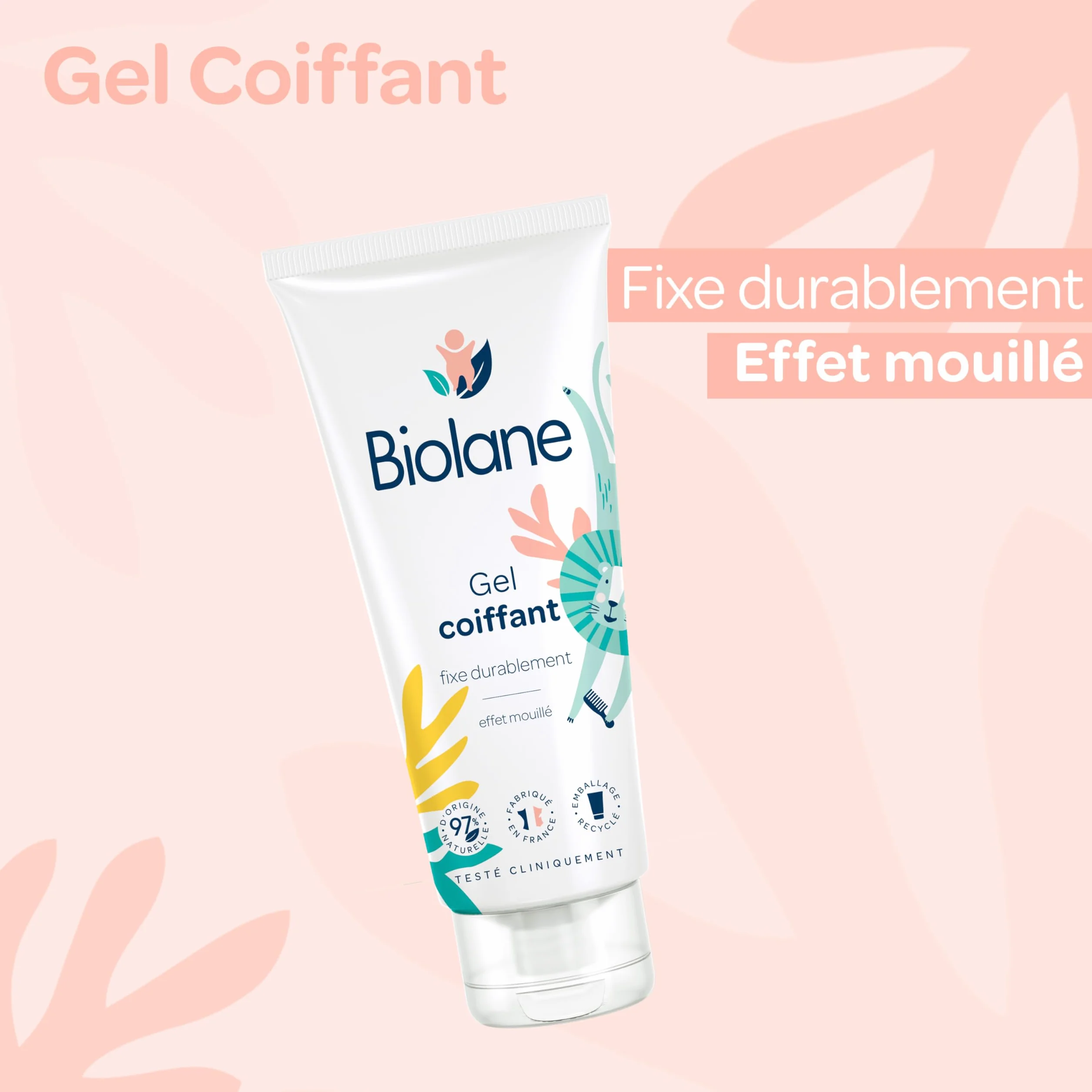 BIOLANE Gel Cheveux Coiffant Effet Mouillé Fixe Cheveux Fins 100ml Fabriqué en France