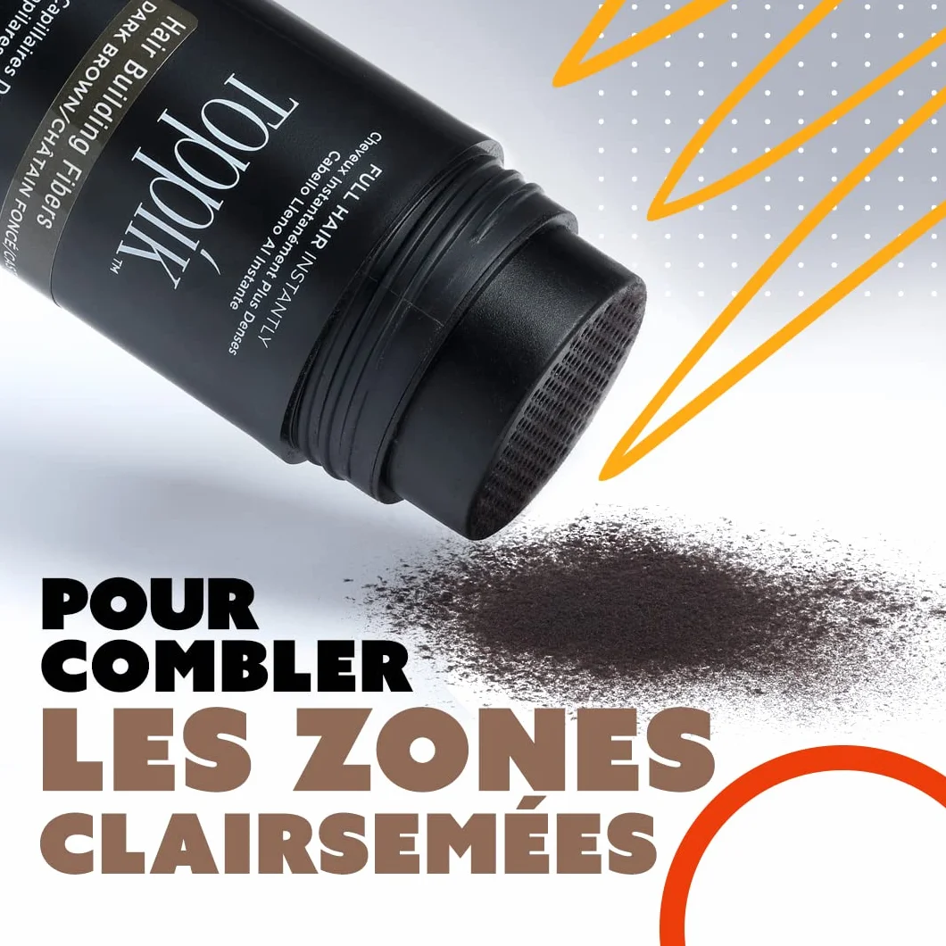 TOPPIK Fibres Capillaires Densifiantes Kératine Brun Cheveux Aspect Naturellement Epais