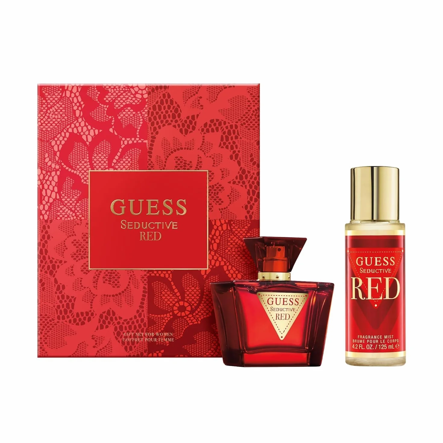 GUESS Seductive Noir Coffret Cadeau pour Femme – Eau de Toilette 75ml, Brume pour le Corps 125ml – Parfum Floral et Sensuel, Longue Durée