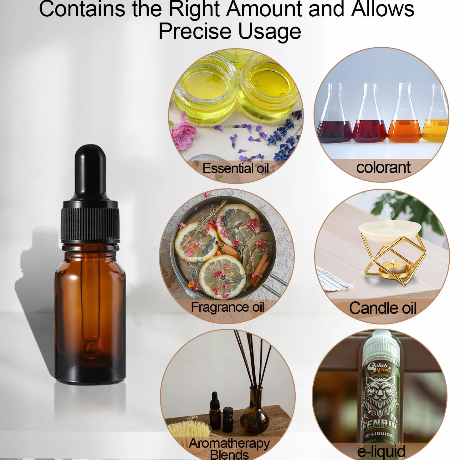 Lot de 30 flacons compte-gouttes en verre ambré de 15 ml pour huiles essentielles, parfums, liquides, laboratoires de chimie