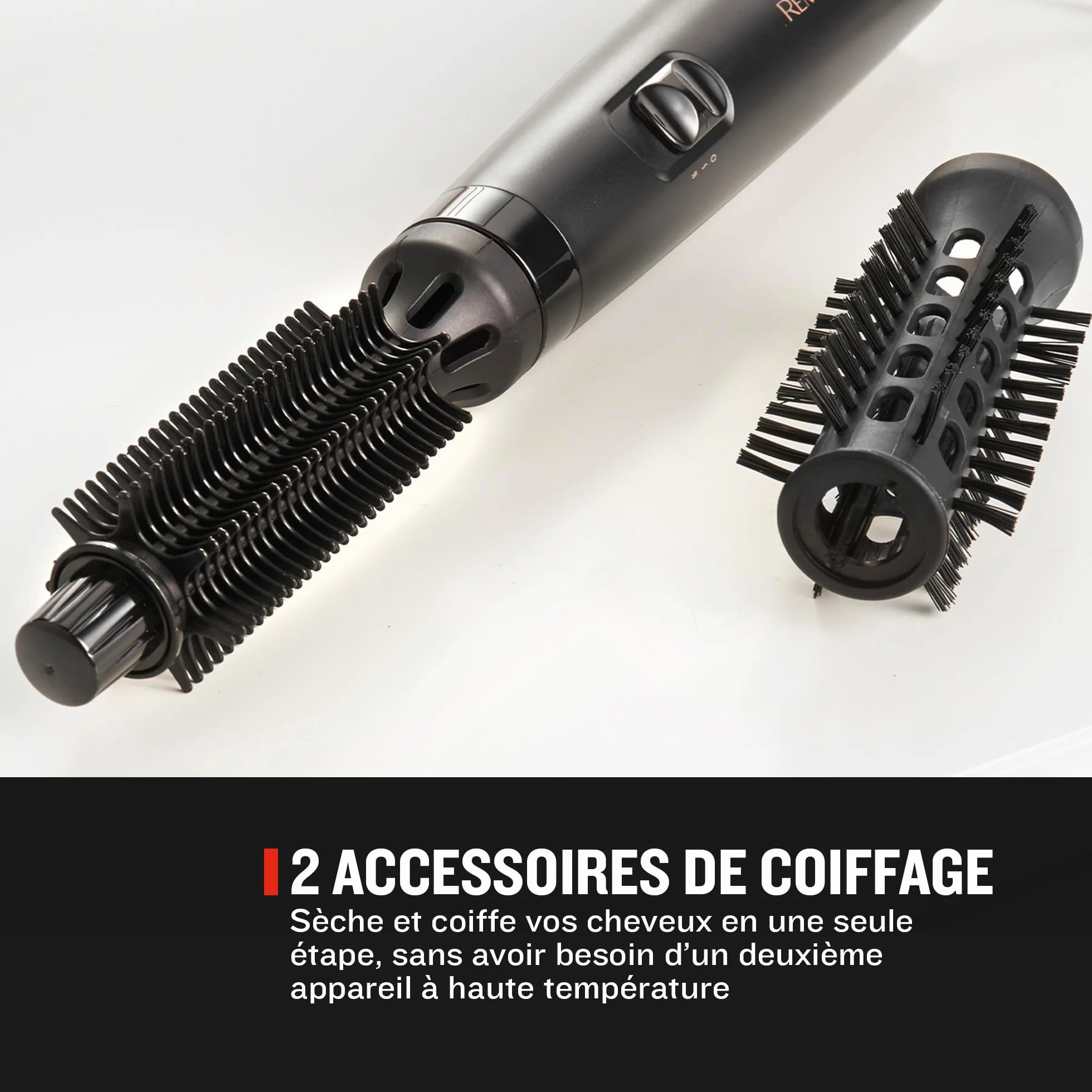 Remington Brosse Soufflante [Idéale Cheveux Courts] Blow Dry & Style (400W, Température variable, 2 brosses rondes 19 et 25mm, Cordon Rotatif) AS7100