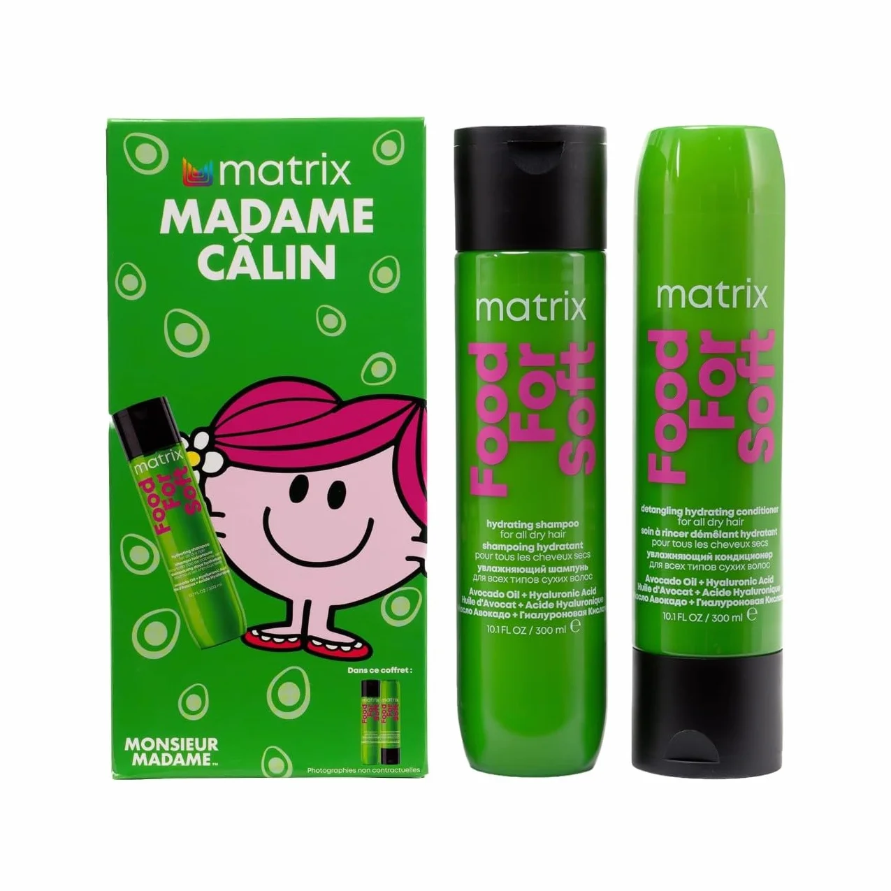 Matrix, Coffret Duo Madame Câlin, Hydratation, Nutrition et Douceur, Cheveux Secs à Très Secs, Acide Hyaluronique et Huile d'Avocat, Food For Soft x Monsieur Madame