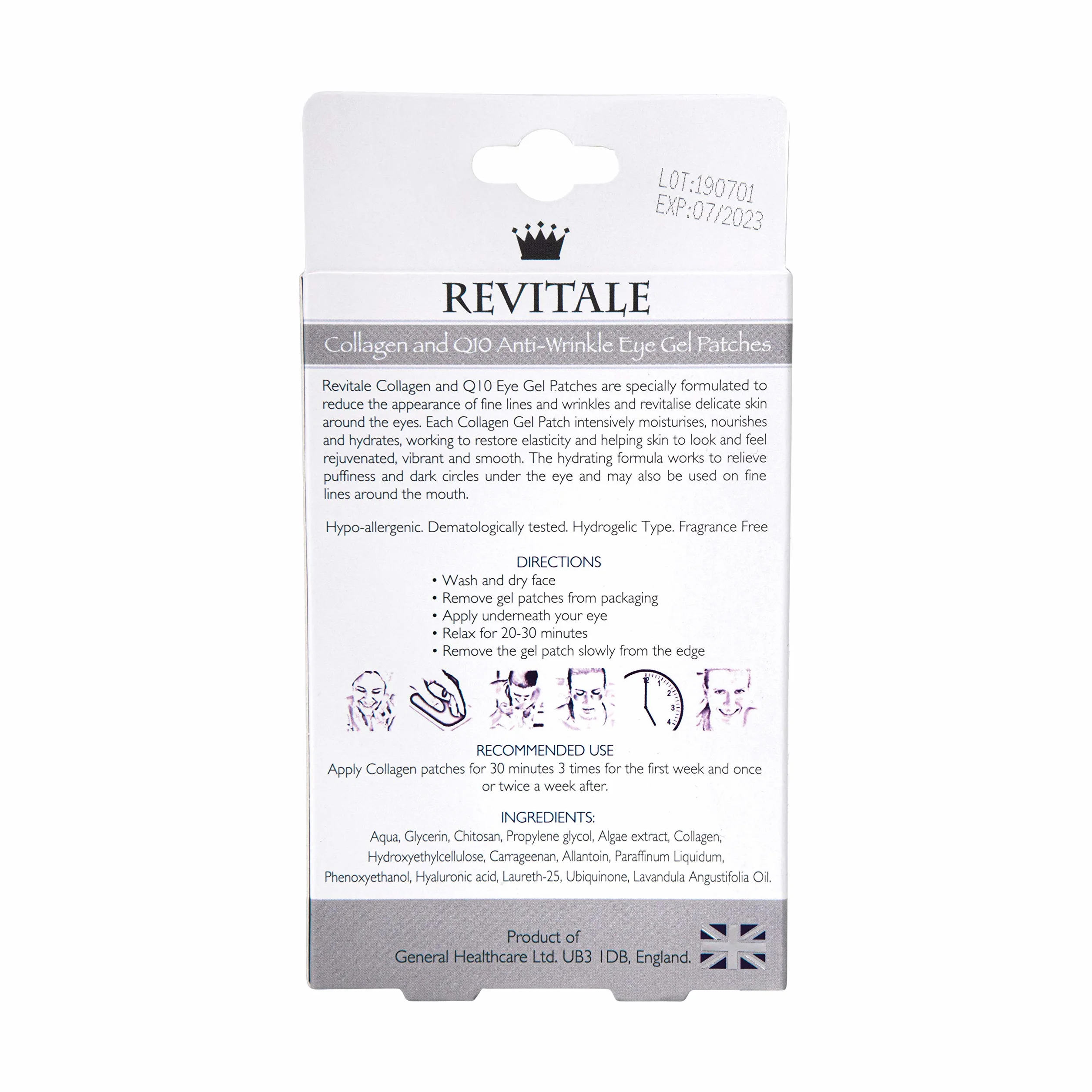 100 Pairs of Eye Gel Patches Of Revitale Collagen & Q10 Anti-Wrinkle Eye Patches by Revitale