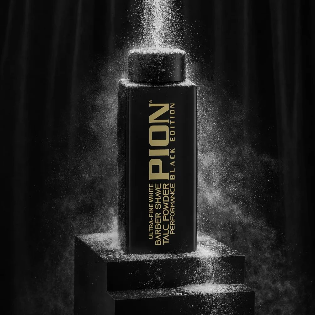 Pion Barber Shave Talc Powder Black Edition Poudre blanche ultra fine rasage douceur 180 g