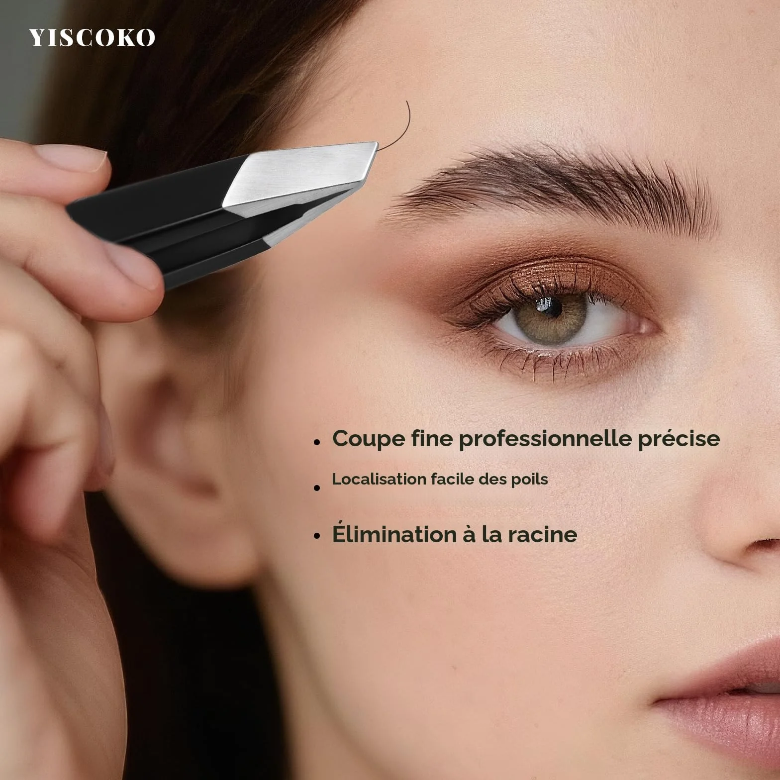 Pinces à épiler professionnelles en acier inoxydable pour sourcils 2 pièces noir