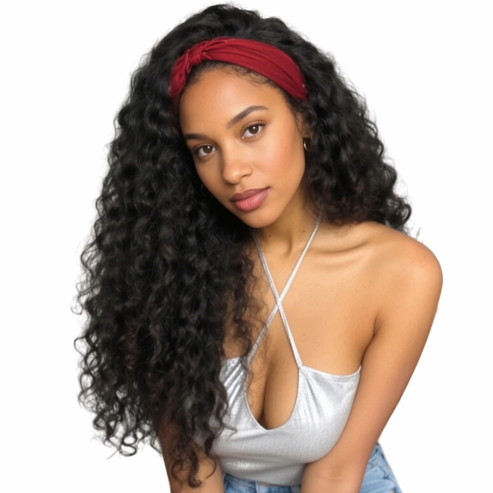BECUS Perruque Bandeau Femme Bouclée Noire Naturelle 18 Pouces, Headband Wig Demi-Tête Sans Colle avec Bandeau, Aspect Naturel, Prête à Porter pour Usage Quotidien, Fêtes, Soirées et Débutantes