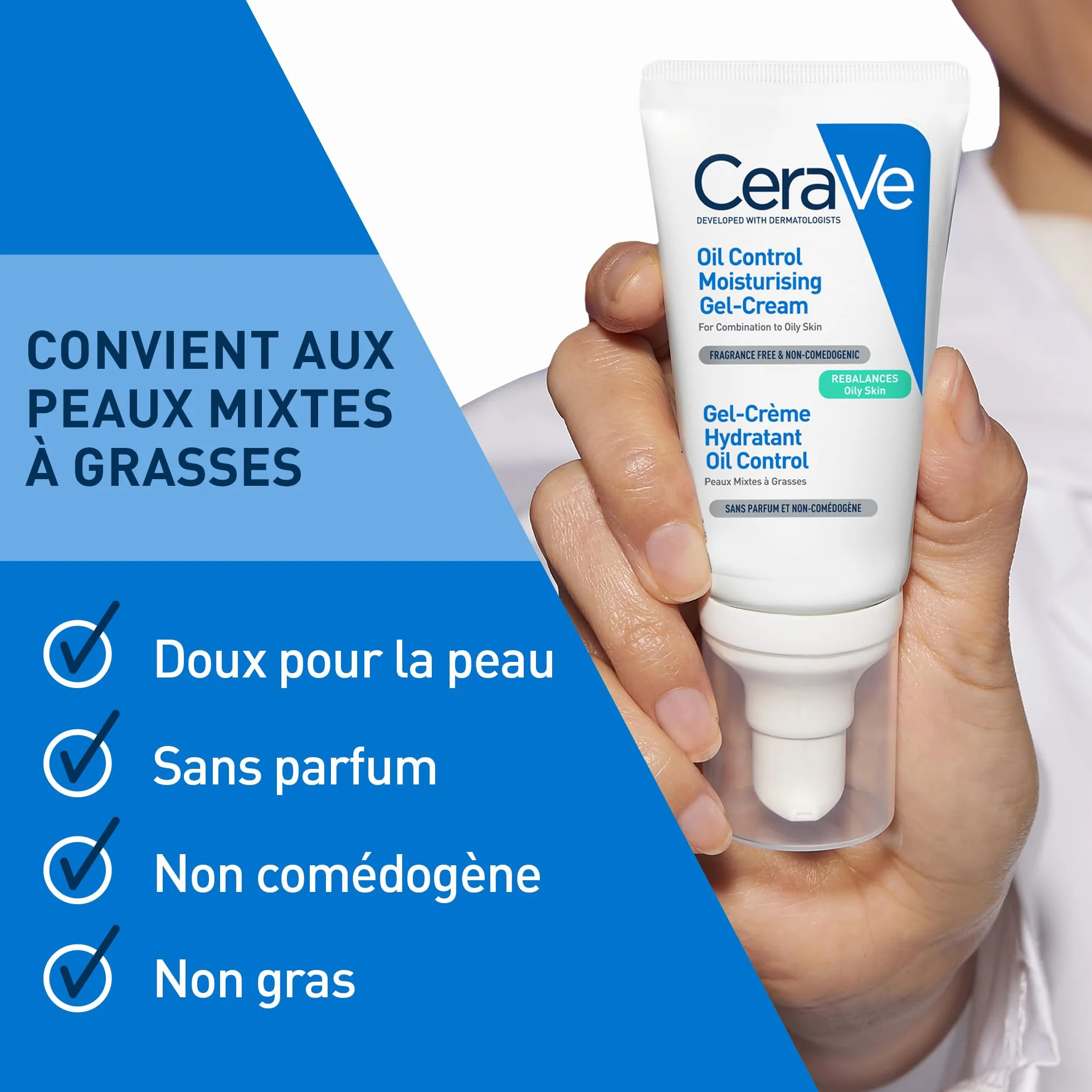 CeraVe Gel-Crème Hydratant Visage Oil Control 52 ml 3 Céramides Niacinamide Acide Hyaluronique