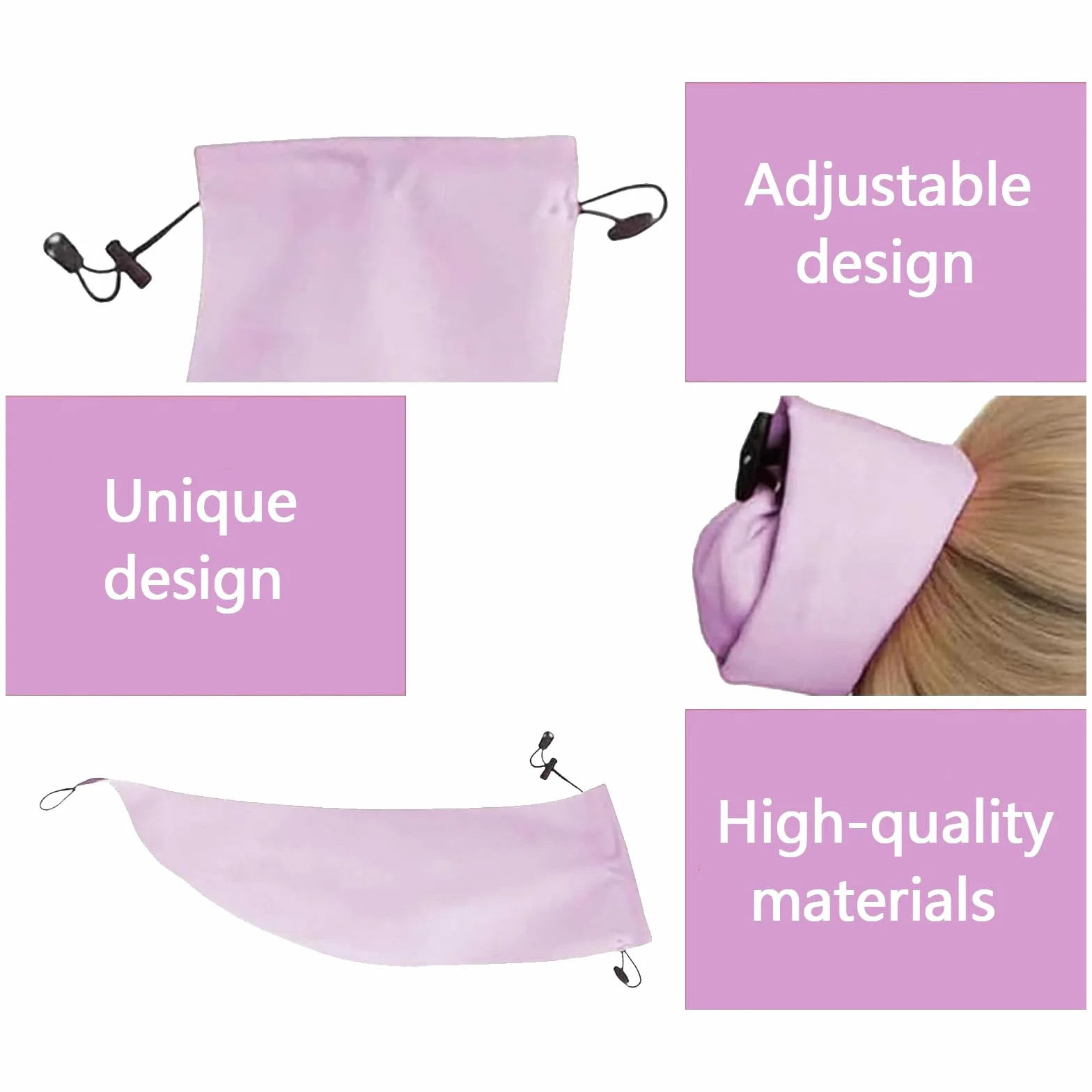 Crown Wash Lot de 2 bonnets de douche imperméables pour femme - Housse queue de cheval pour natation, spa et voyages (rose, violet)